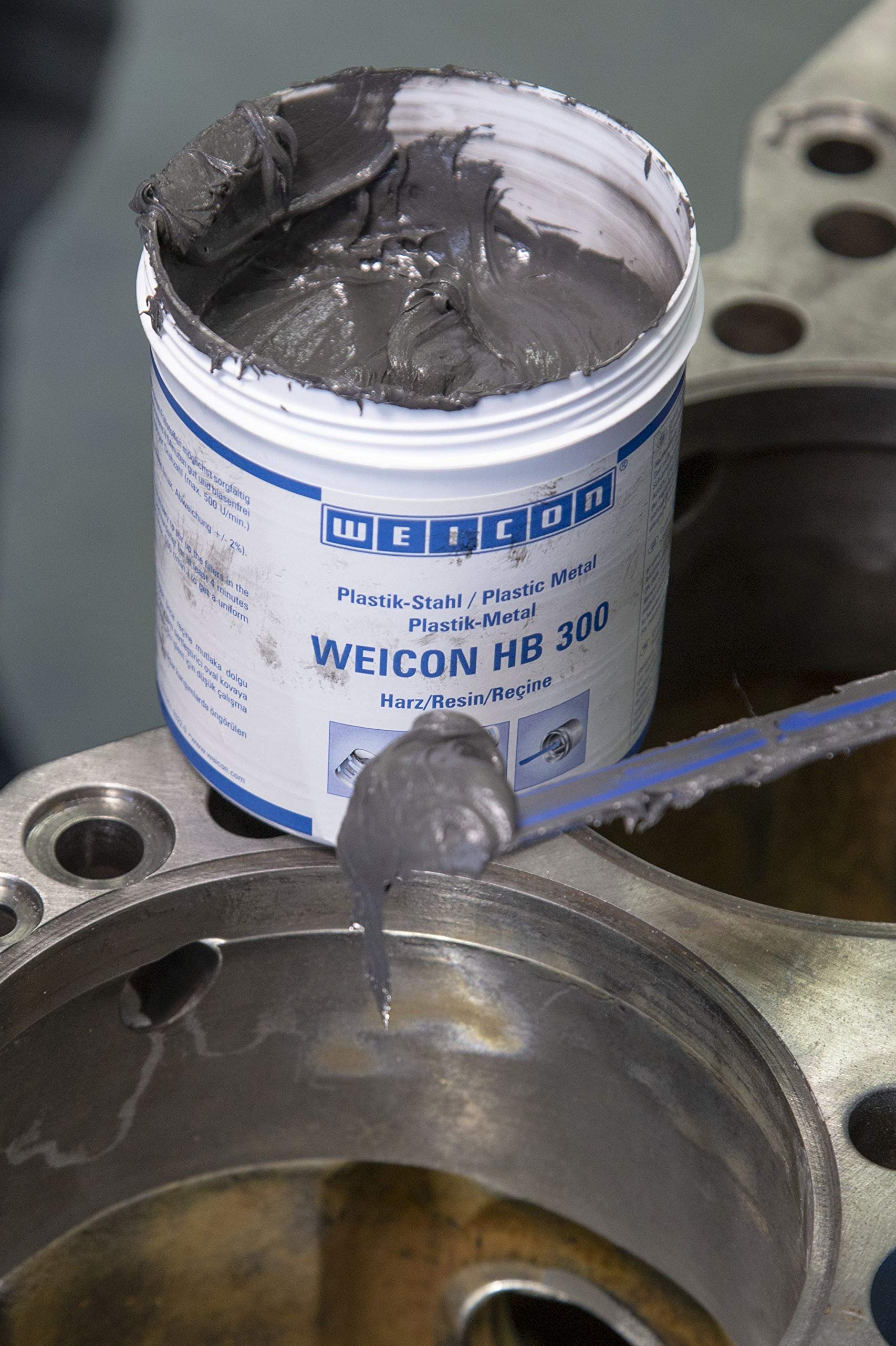 WEICON HB 300 Sistema de Resina Epoxi | Plástico-Metálico |1 kg |Con carga de acero | Resistente a altas temperaturas