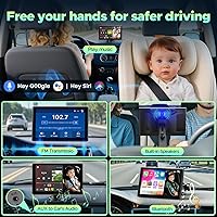 Vista 6 de LAMTTO Baby Car Monitor with 7" Split Screen, Wireless CarPlay & Android Auto, HD Rear Camera for Baby with Night Vision, Car Display for
