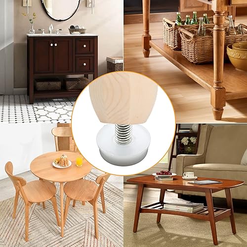 Miniatura 6 de Biaungdo 24 niveladores ajustables para muebles, rosca M6 con rosca ajustable para pies, niveladores de pies ajustables roscados para muebles,