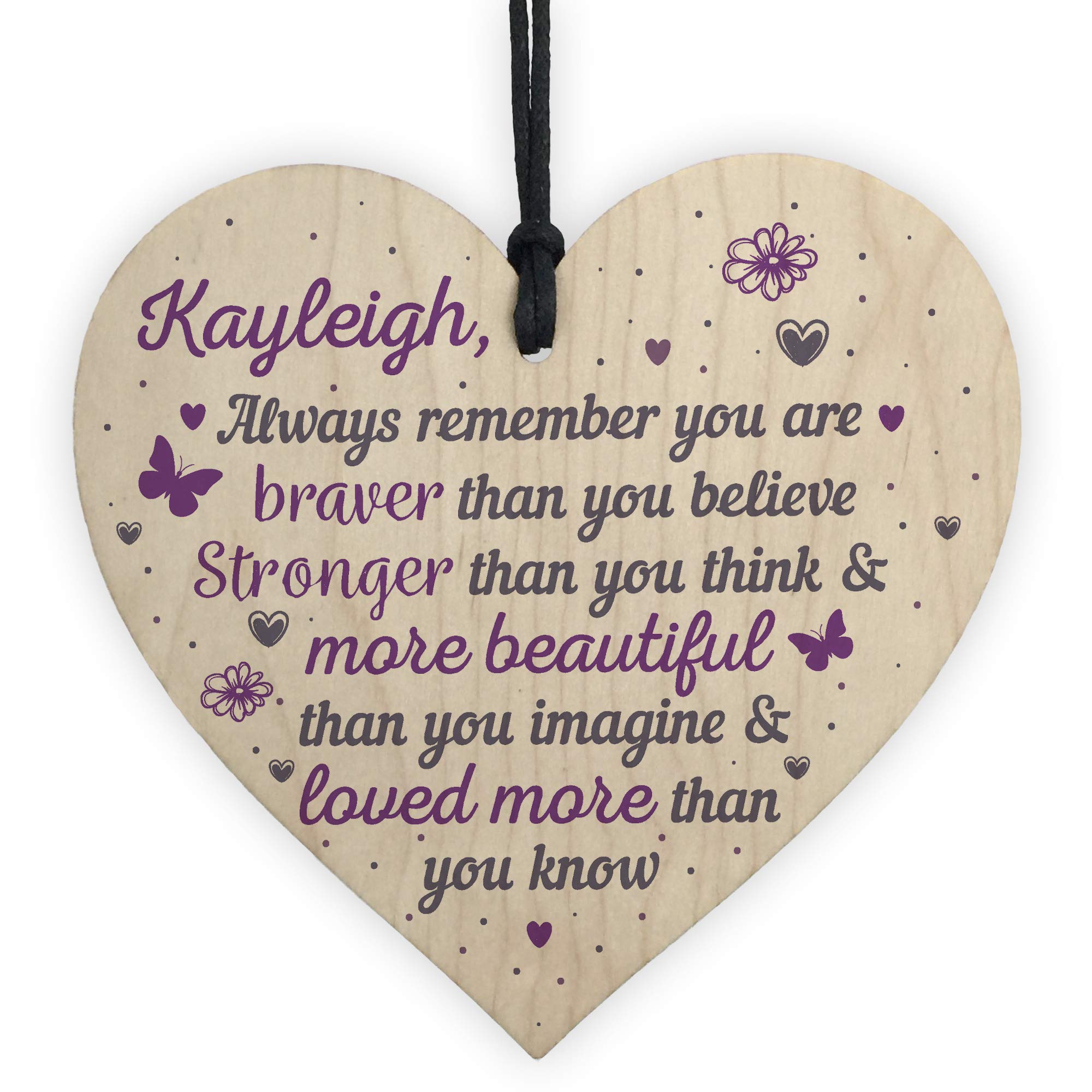 Red Ocean PERSONALISED Stronger Inspirational Hanging Plaque Friendship Gifts Quote Butterfly Love Sign