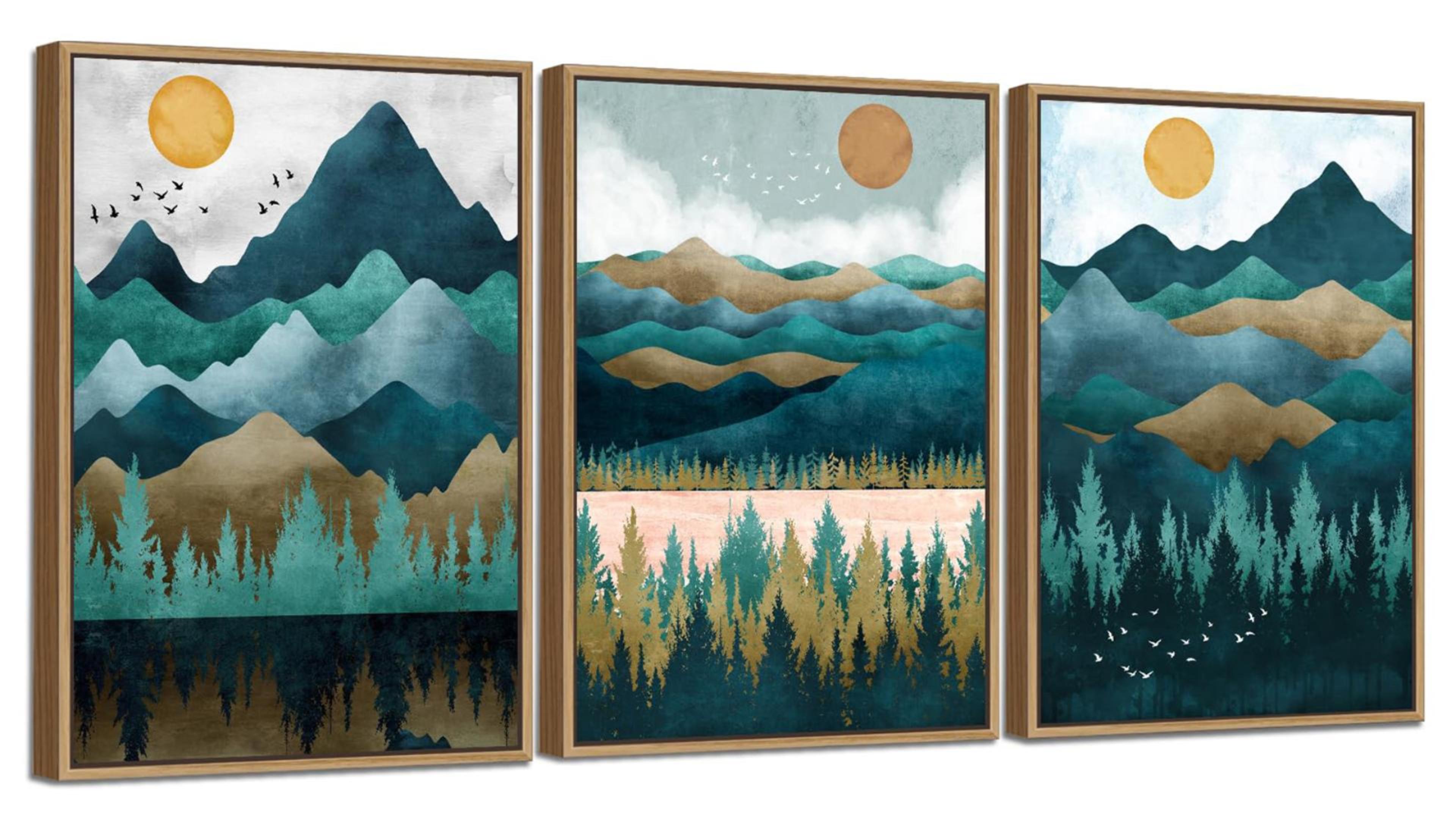 Watch Framed Wall Art Mountain Forest Canvas Picturtes Artwork on