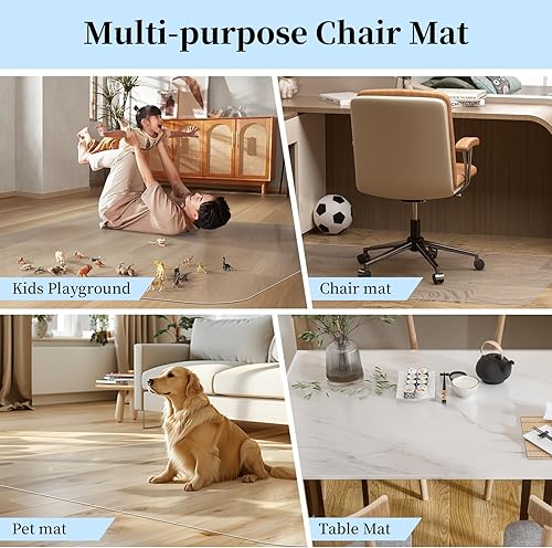 Miniatura 7 de Tonaus Tapete para silla de suelo duro, para silla de oficina, escritorio, grande, 48 x 36 pulgadas (3 x 4 pies), protector de suelo de PVC