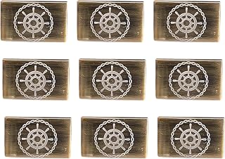collectiblesBuy Antique Brass Rectangular Wheel Cabinet Knobs Set of 9 – Vintage Drawer Pull Handles Decorative Furniture Hardware for Dresser, Wardrobe & Kitchen Cabinets