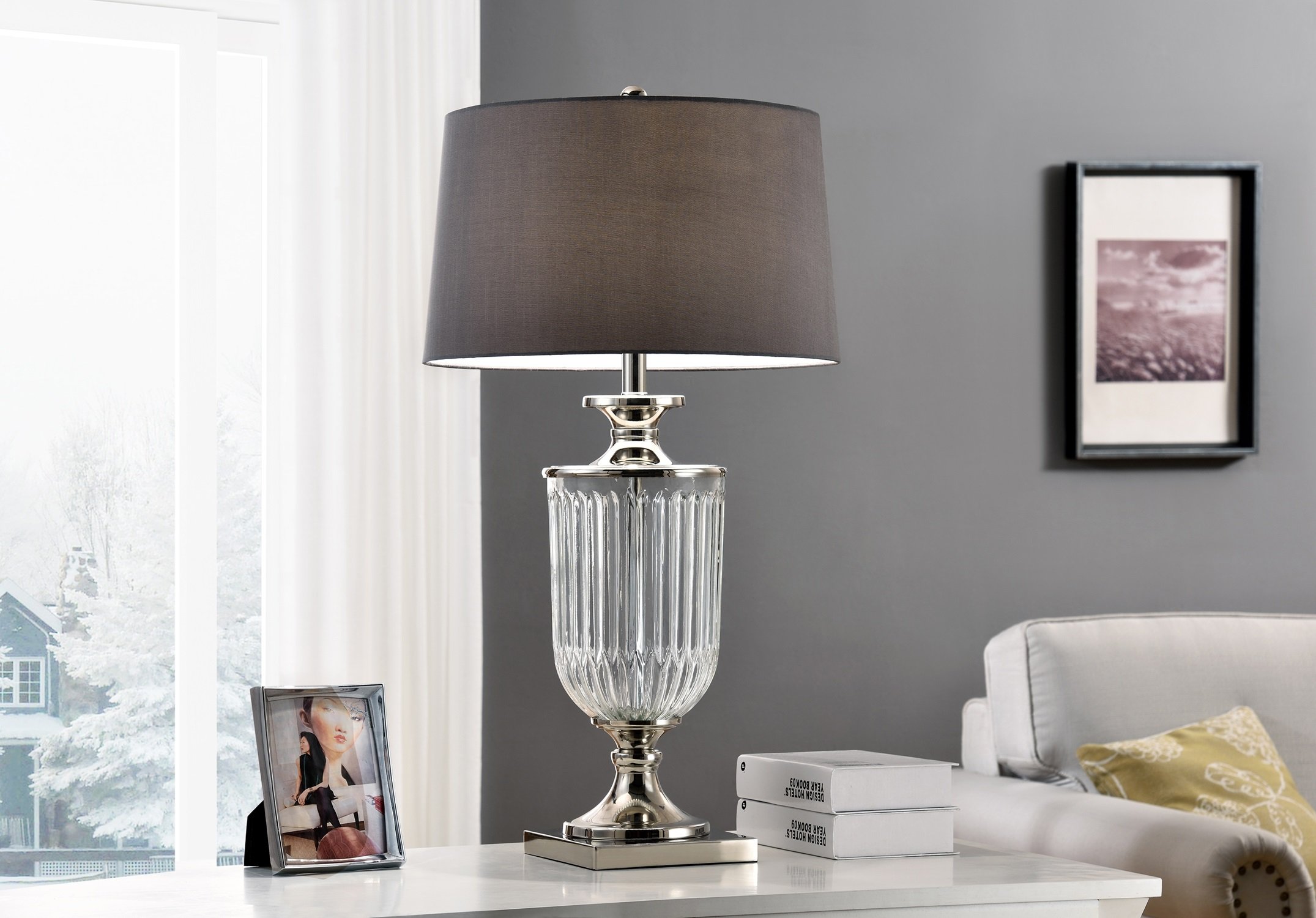 テーブルランプ Amazon.co.jp : OK Lighting OK-5711 高さ32.5インチ アメリーガラス