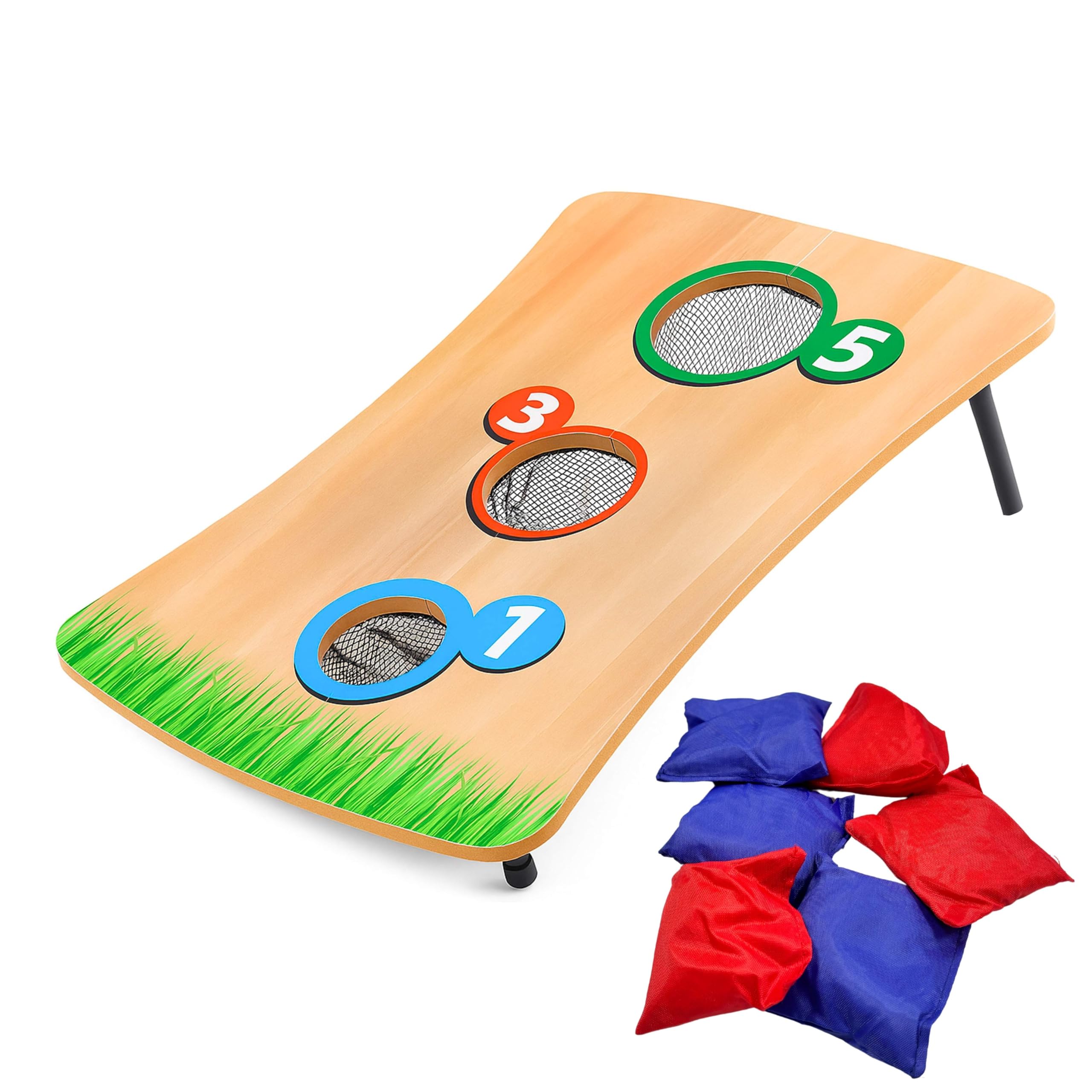 ADEPTNA Bean Bag Toss Garden Game Set Wooden Cornhole Board with 6 Bean Bags Indoor Outdoor Carnival Toss Game for Kids Portable Holiday Party Game, Summer Backyard Fun, Birthday Party Supplies