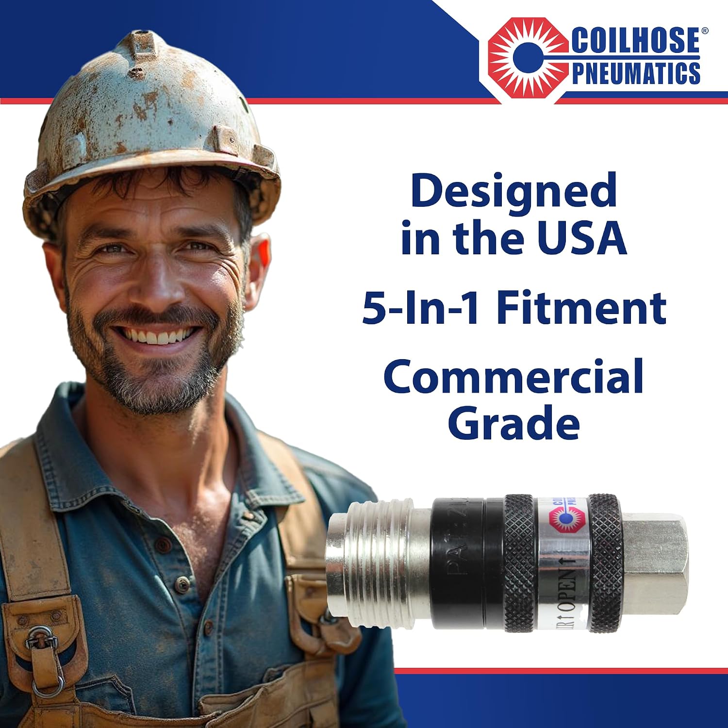 Coilhose Pneumatics 151USE 5-in-1 Automatic Safety Exhaust Coupler, 1/4" Body Size, 3/8" Female NPT