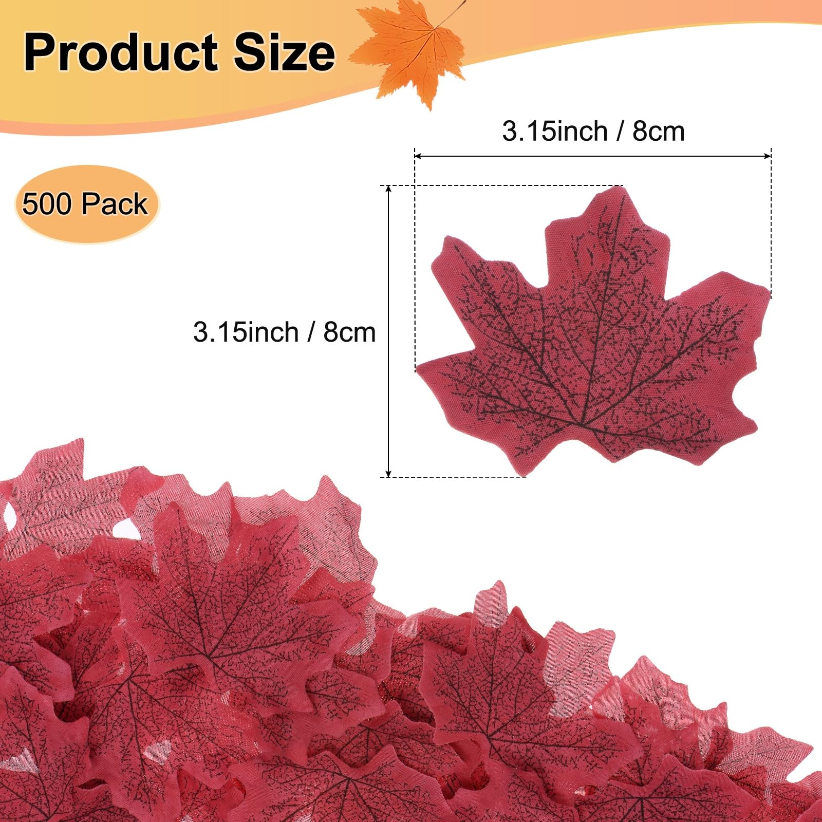 M METERXITY 500-Pack Artificial Maple Leaves - Image 3