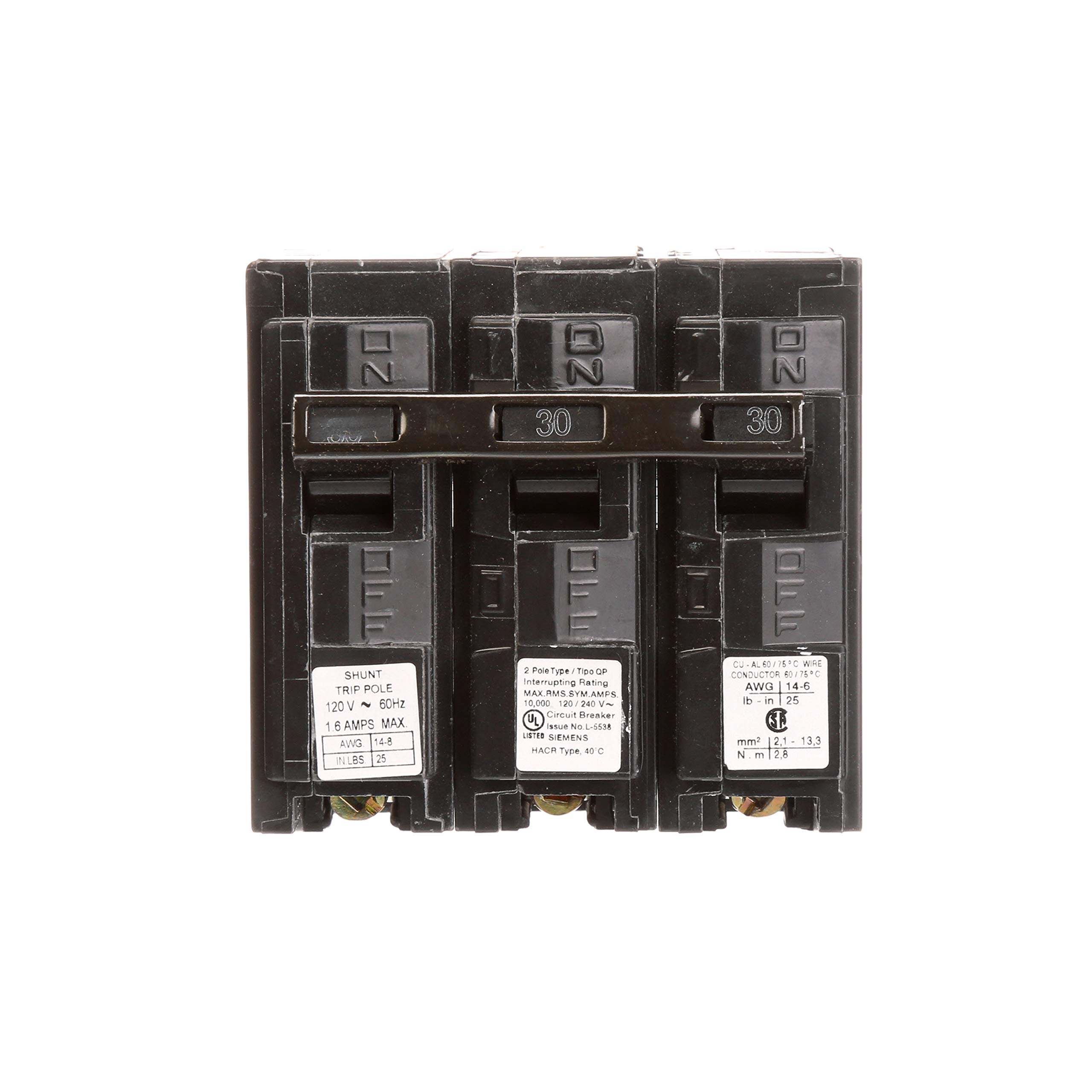 Siemens Q23000S01 120/240-Volt type MP-T 30-Amp Circuit Breaker with 120-Volt Shunt Trip Double pole - Image 2