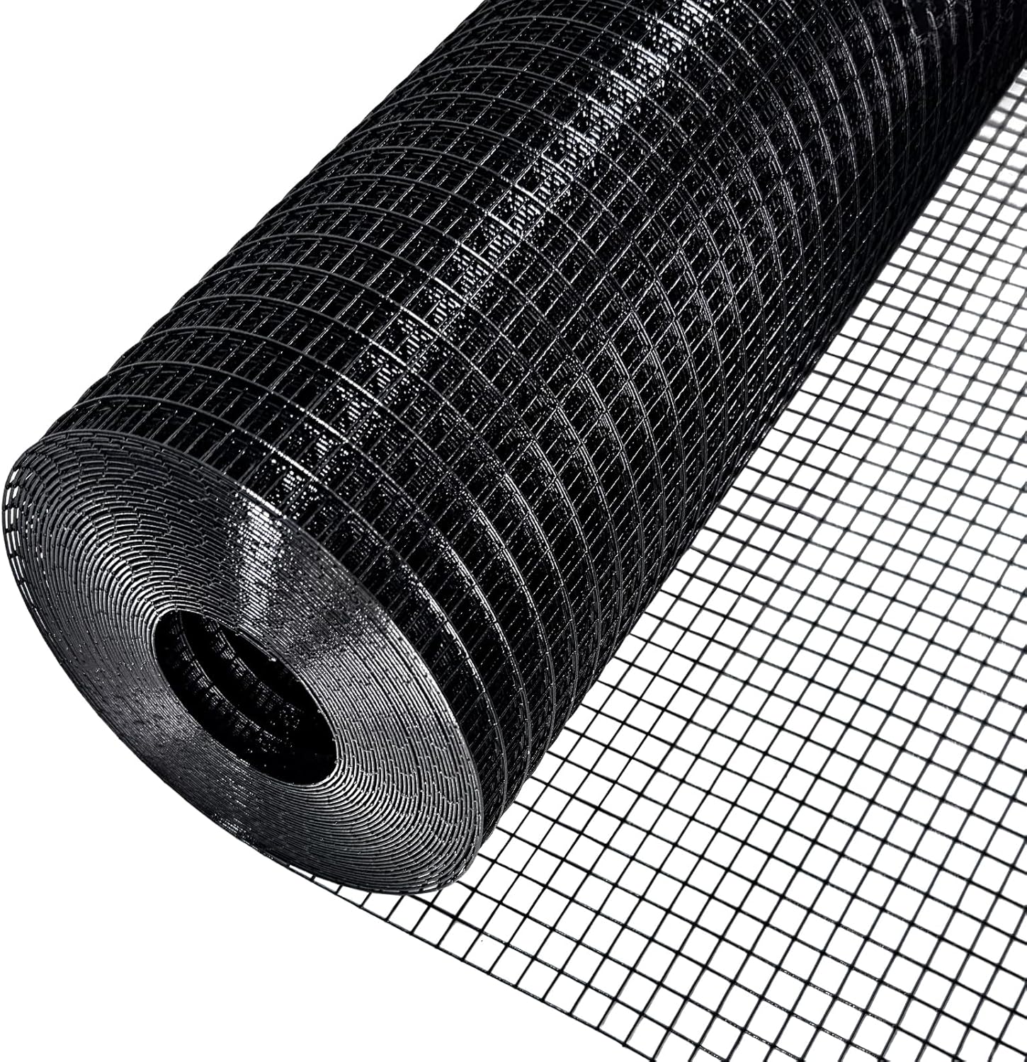 Black Hardware Cloth 48 in × 100 ft, 19 Gauge 1/2 inch Black PVC Vinyl Coated Welded Wire Fence Supports Poultry Netting Chicken Coop Cover Wire Fencing 1/2" x 1/2" 48" x 100' Black