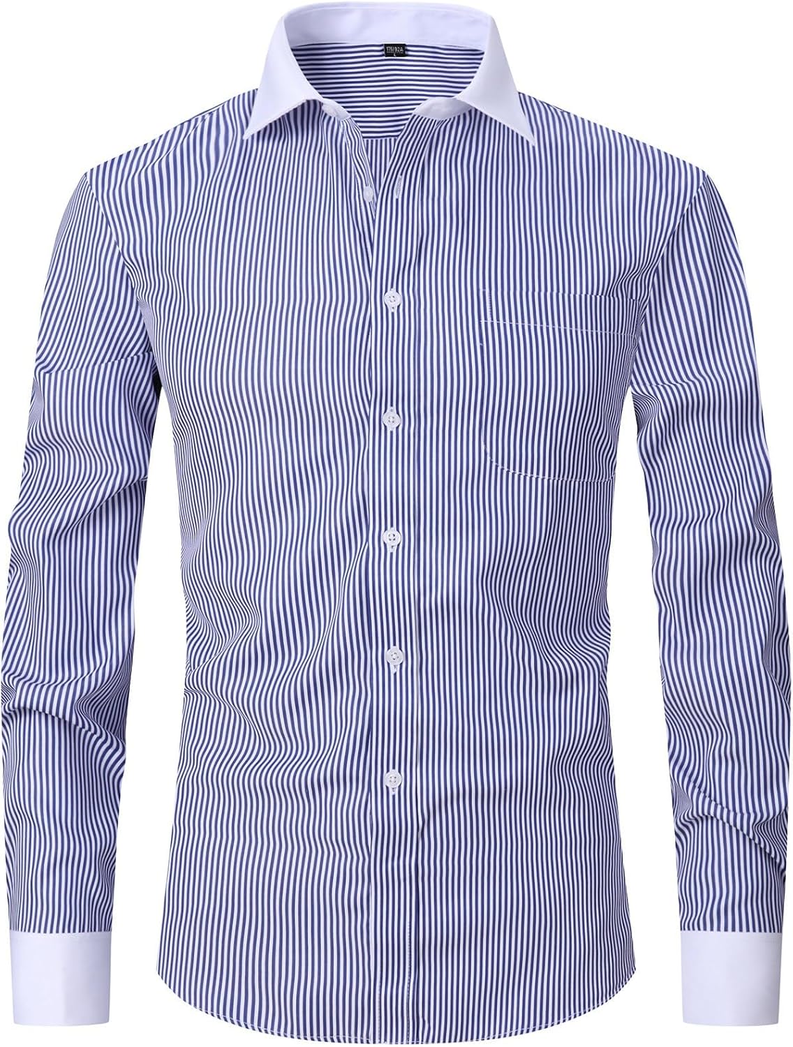 Men's French Cuff Dress Shirt Regular Fit Formal Tuxedo Shirts with Pocket & Cufflink