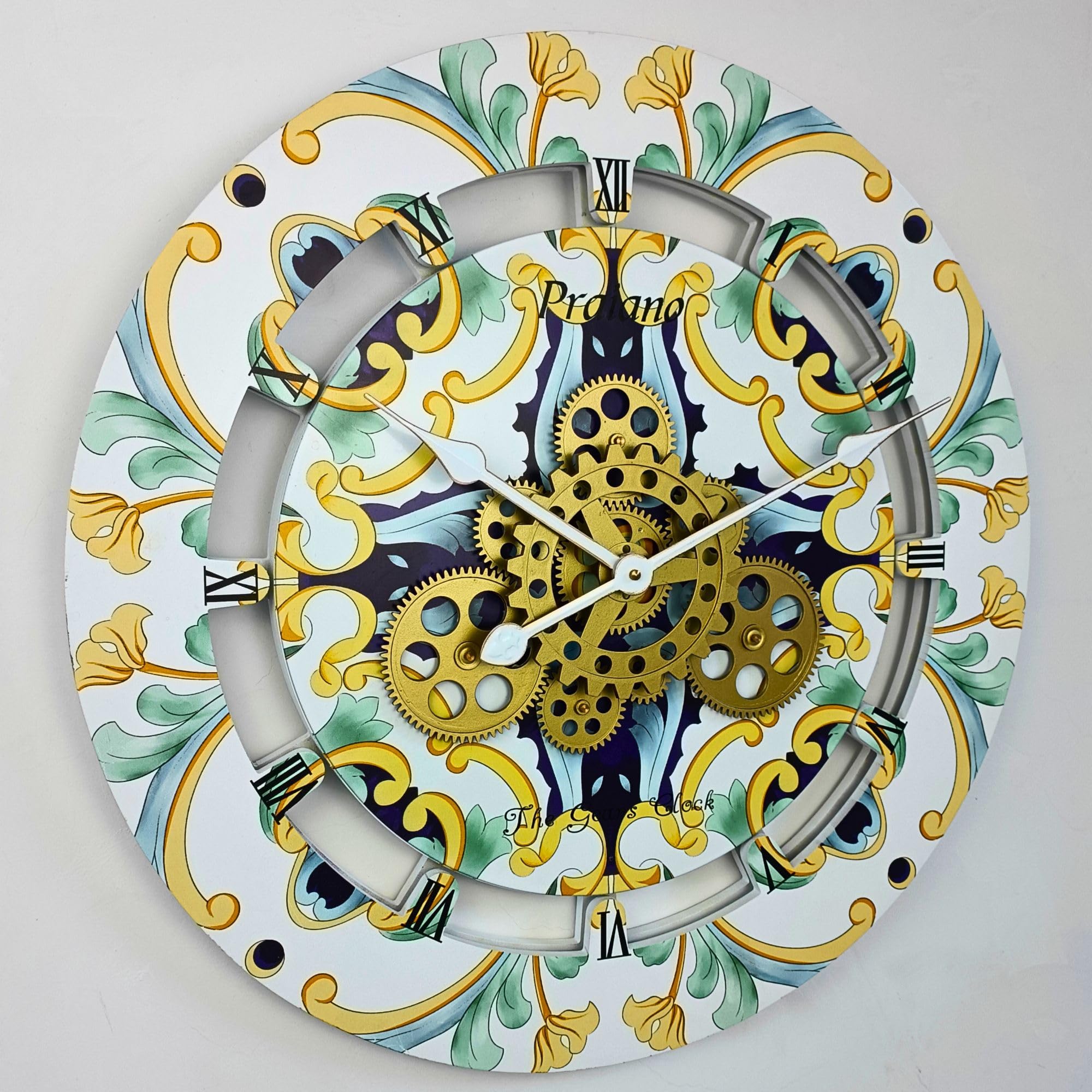 The Gears Clock 24 inches Round Italy Collection Wall Clock with Moving Gears Italy LINE (Praiano)