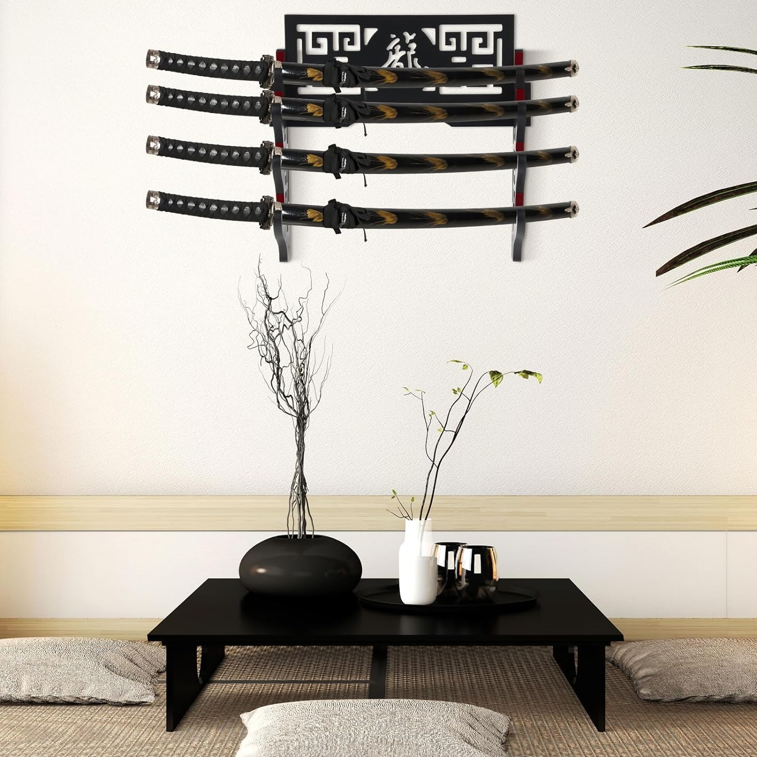 Velvet Protect Sword Support Mural Porte-épée présentoir pour Katana Wakizashi Genji et Samurai Swords Hollow, Tier