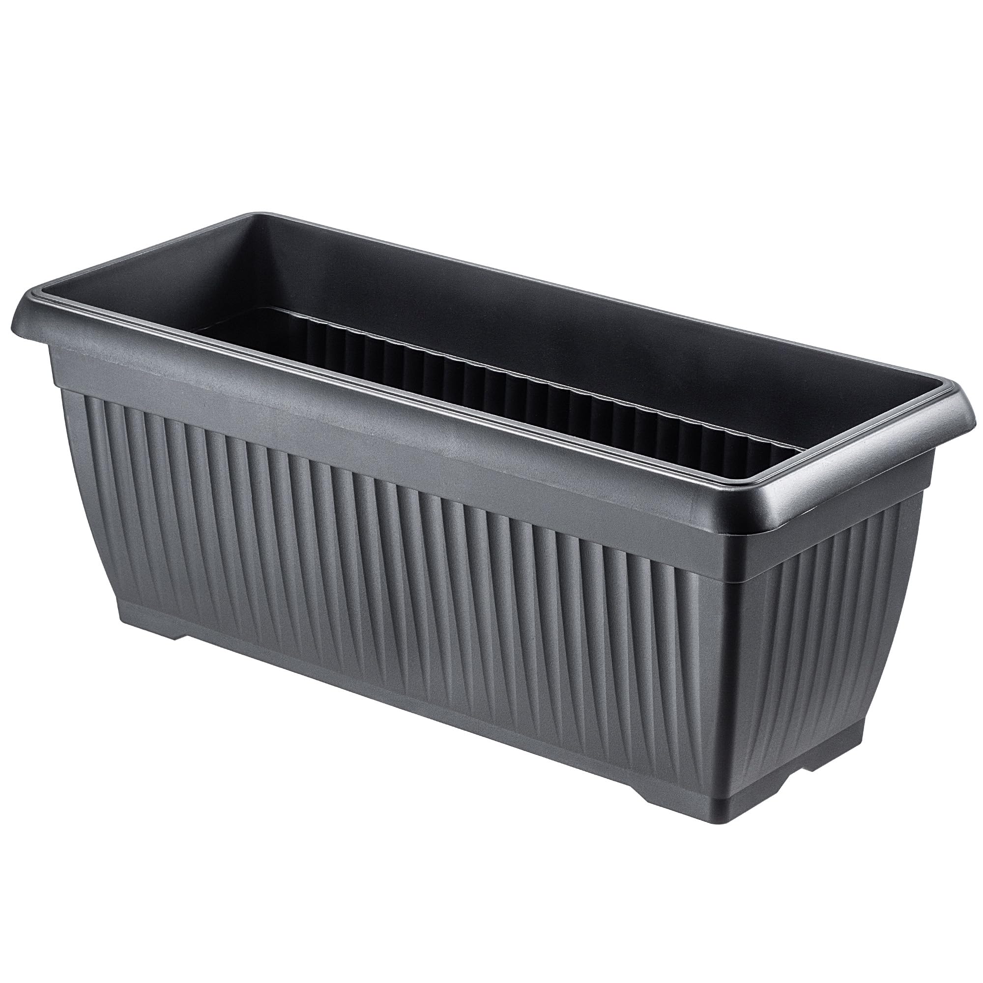 KADAX Blumenkasten 60 x 25 x 24 cm, großer Balkonkasten aus Kunststoff, Pflanzkasten für Balkon, Terrasse & Garten, Pflanzkübel für Balkonblumen (Anthrazit)