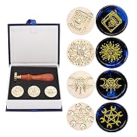 Vista 1 de SWANGSA - Juego de sellos de cera, estilo clásico, 4 cabezas de sello de cera y 1 mango de madera para invitaciones de fiesta de boda, cartas