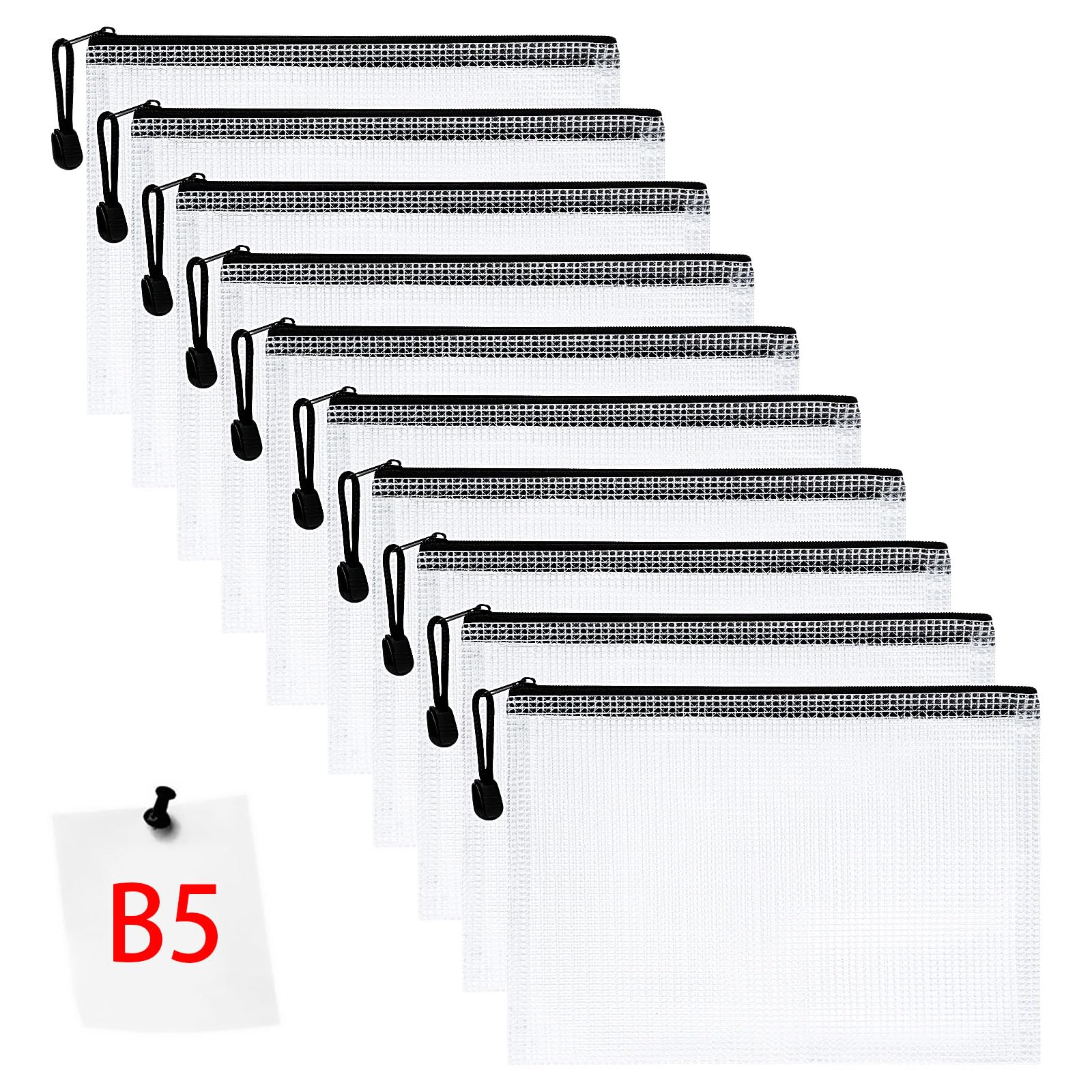 Vicloon Dokumententasche mit Reißverschluss B5, 10pcs Mesh Plastic Zip Bag, Wasserdichte Document Case, Reißverschlusstasche Zip Beutel Tasche Wallet Taschen Kunststoff Mesh Dokumentenmappen