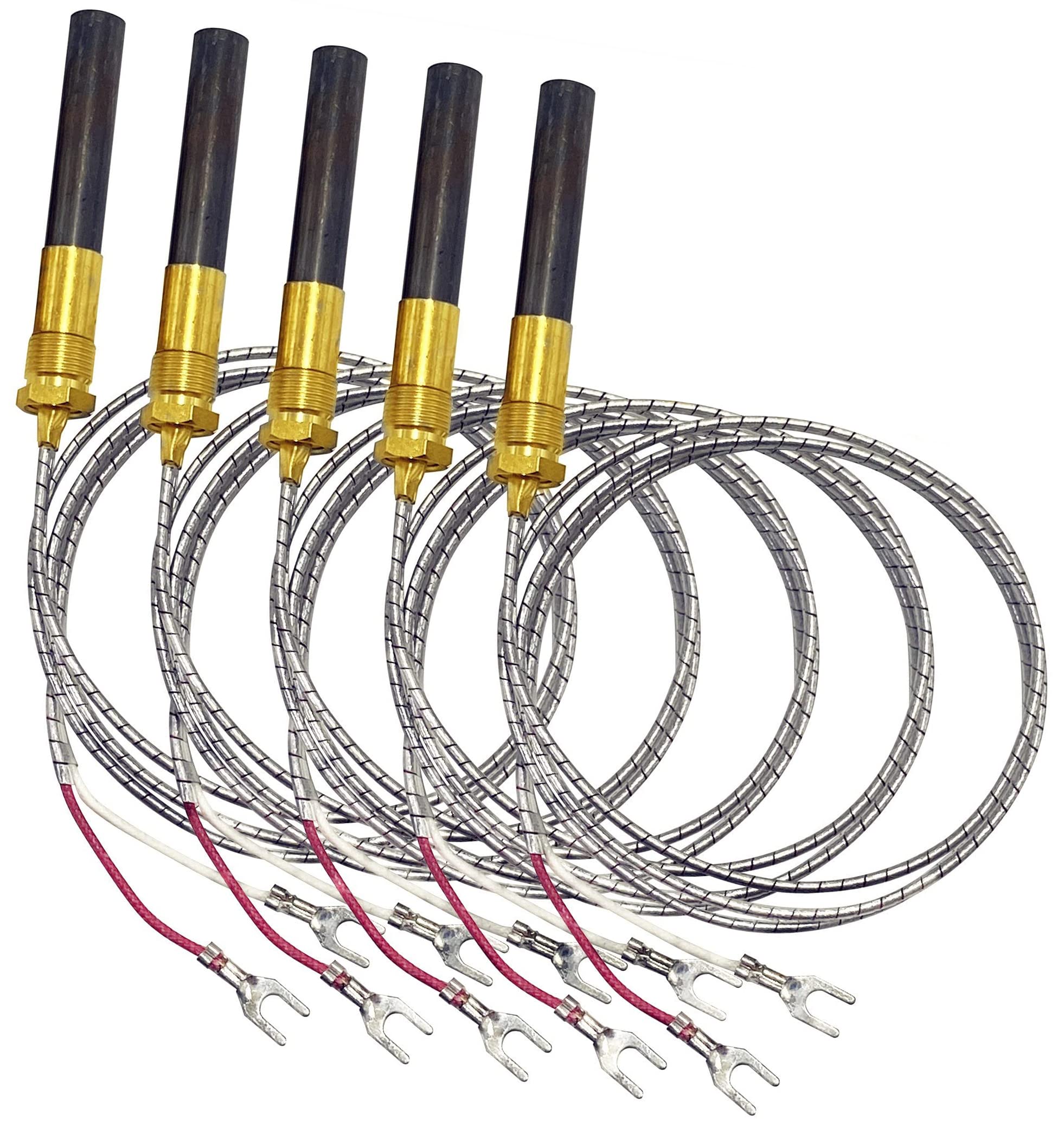 METER STAR Generatore di termopile da 750 mV, filo avvolto in alluminio da 91 cm, confezione da 5, generatore pilota per caminetti a gas Millivolt, stufe, scaldabagni, forni e modelli selezionati Heat
