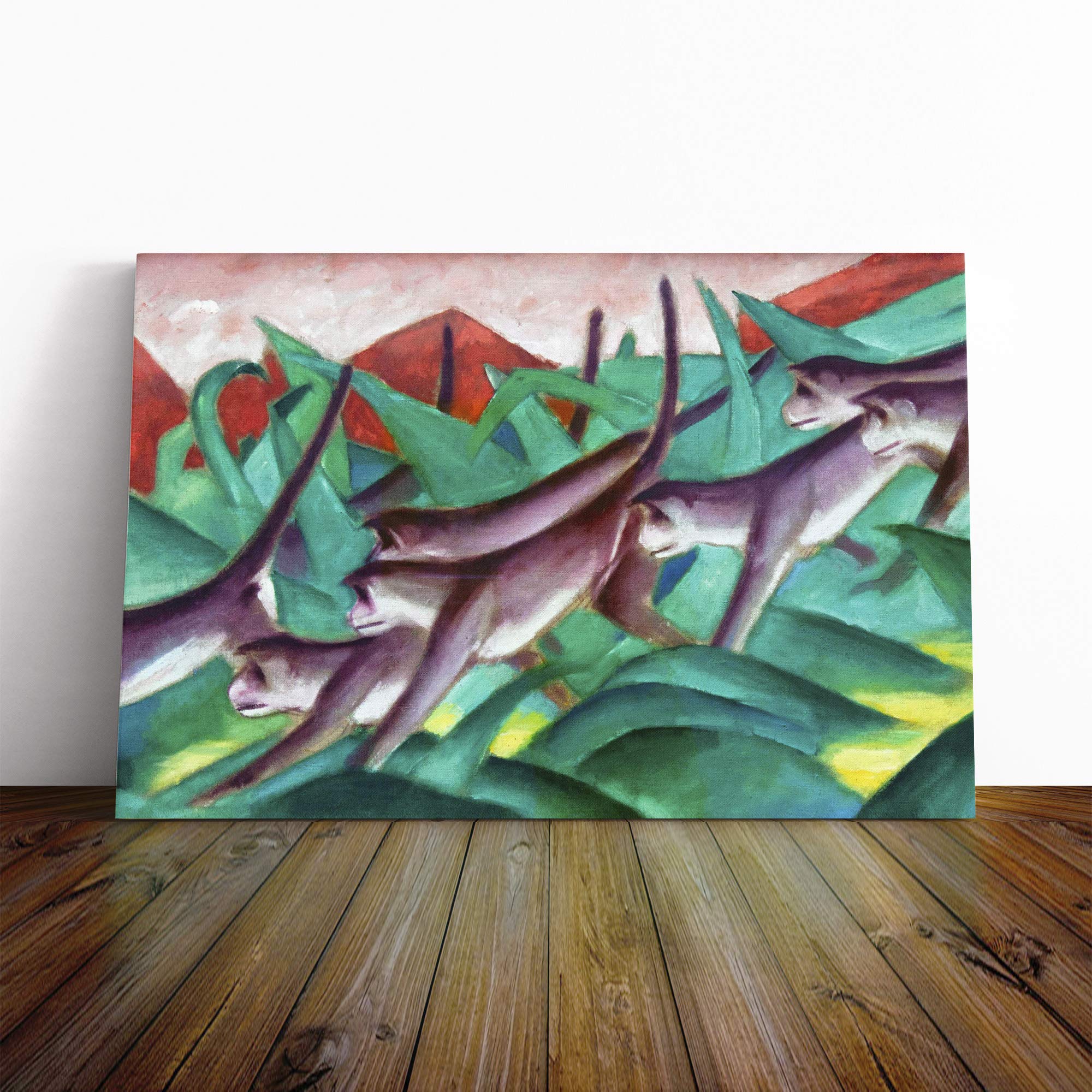 Franz Marc Monkeys Canvas Print | Gallery Wrapped 30mm Frame Wall Art | 24x16 inches | Ready to Hang | Modern Animal Picture | Living Room Bedroom Lounge Office