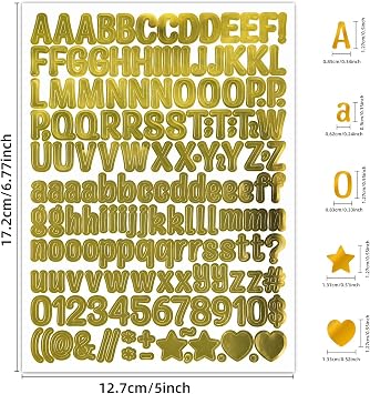 1956 Pcs Gold Letter Stickers, 0.5 Inch Vinyl Alphabet Labels