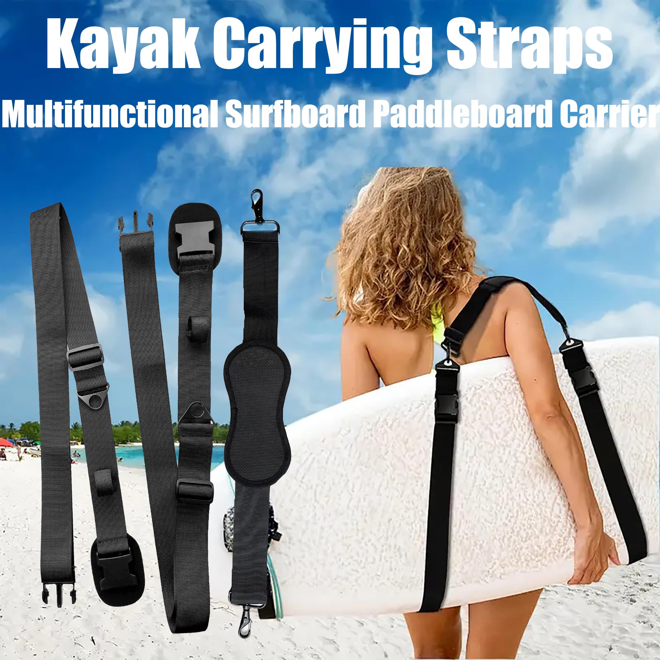 Correa Transporte Tabla Surf Ajustable para Surf, SUP, Kayak, Canoa, Longboard