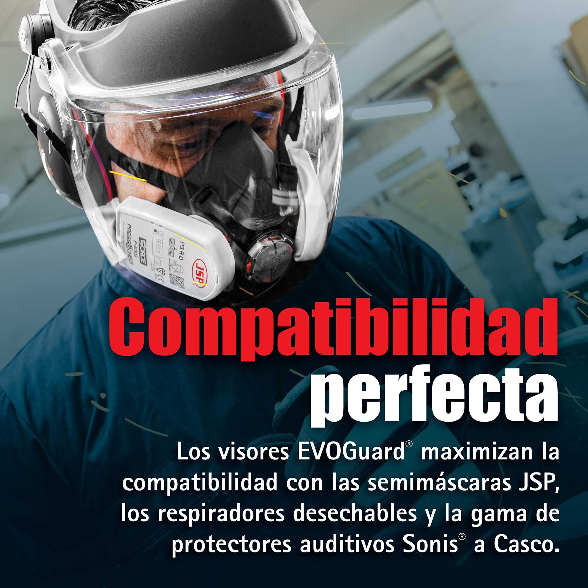 JSP EVOGuard C2 Visor Transparente Antivaho y Antirayaduras Industrial | Visor de policarbonato antivaho y antirayaduras con protección UV. EN 166 & EN 170 certificado.