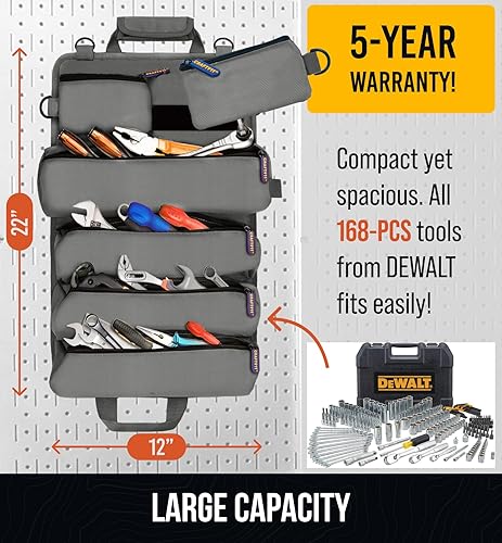 Vista 3 de Organizadores de bolsas de herramientas duraderas con 6 bolsas de herramientas desmontables, tamaño pequeño, organizador enrollable de herramientas