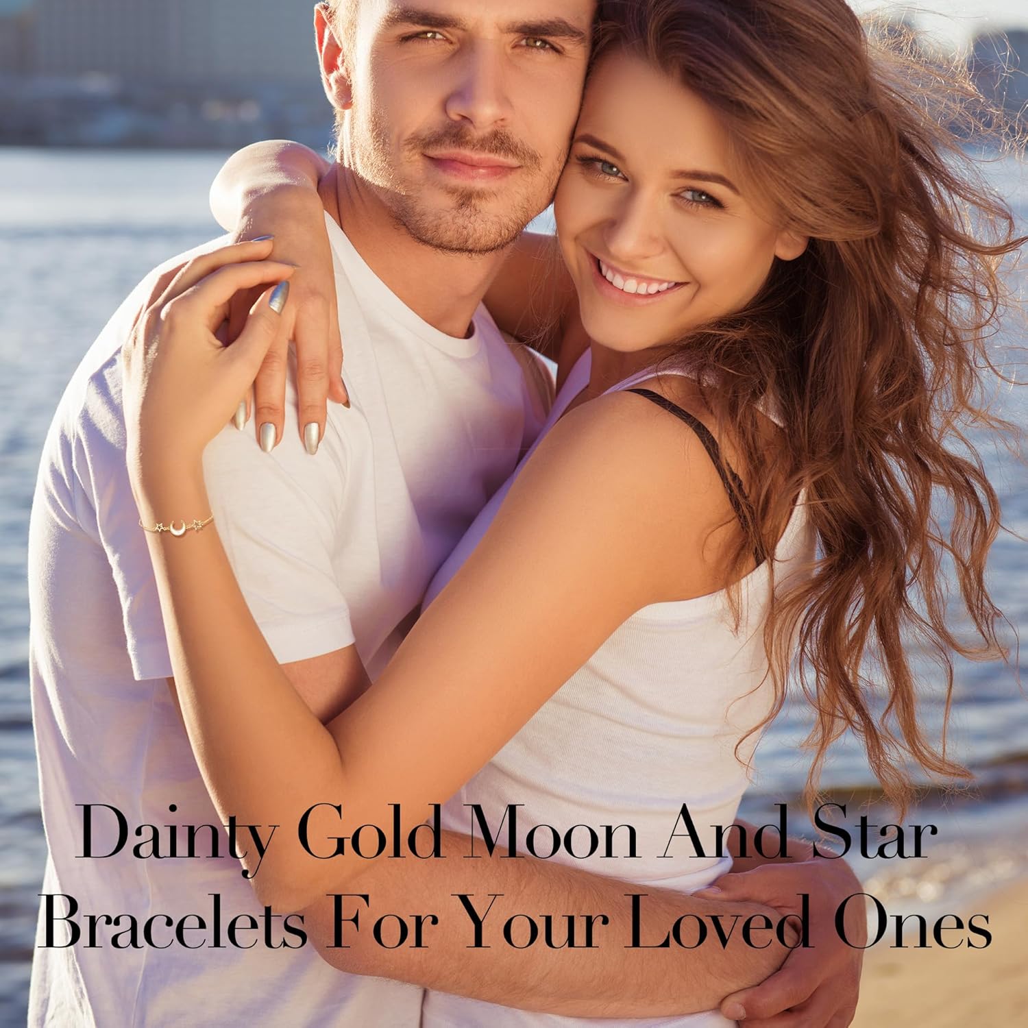 Dainty Adjustable Gold/Silver Plated Moon And Star Link Chain Bracelets for Women (GOLD) - Image 7