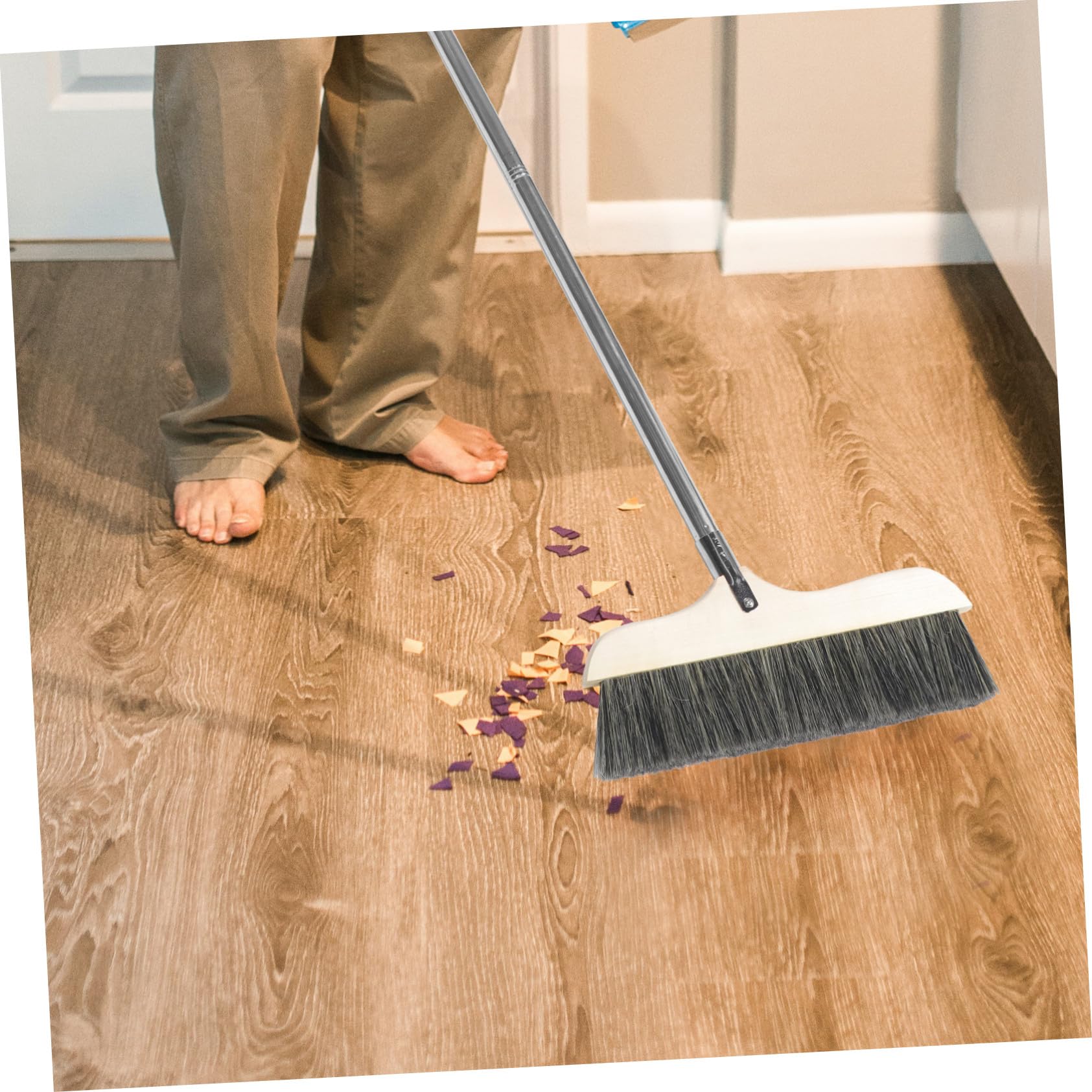 Scopa da Interni con Manico lungo Staccabile Scopa per Pulire Pavimenti in Casa e Ufficio Leggera Setole Morbide per Angoli Difficili