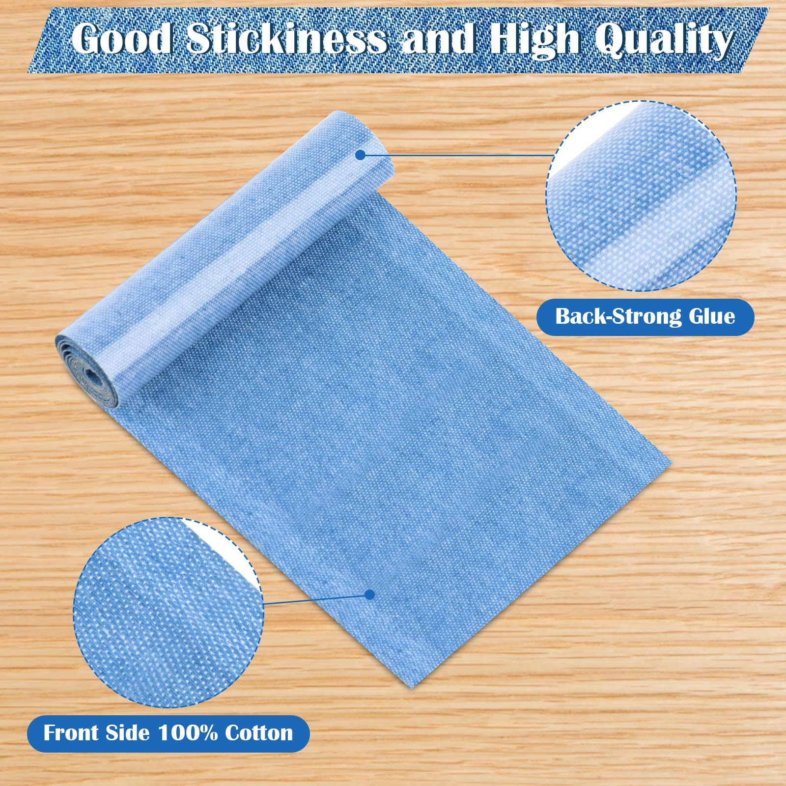 3 Rollen Jeans Flicken zum Aufbügeln, 8 * 51cm Innen und Außen Denim