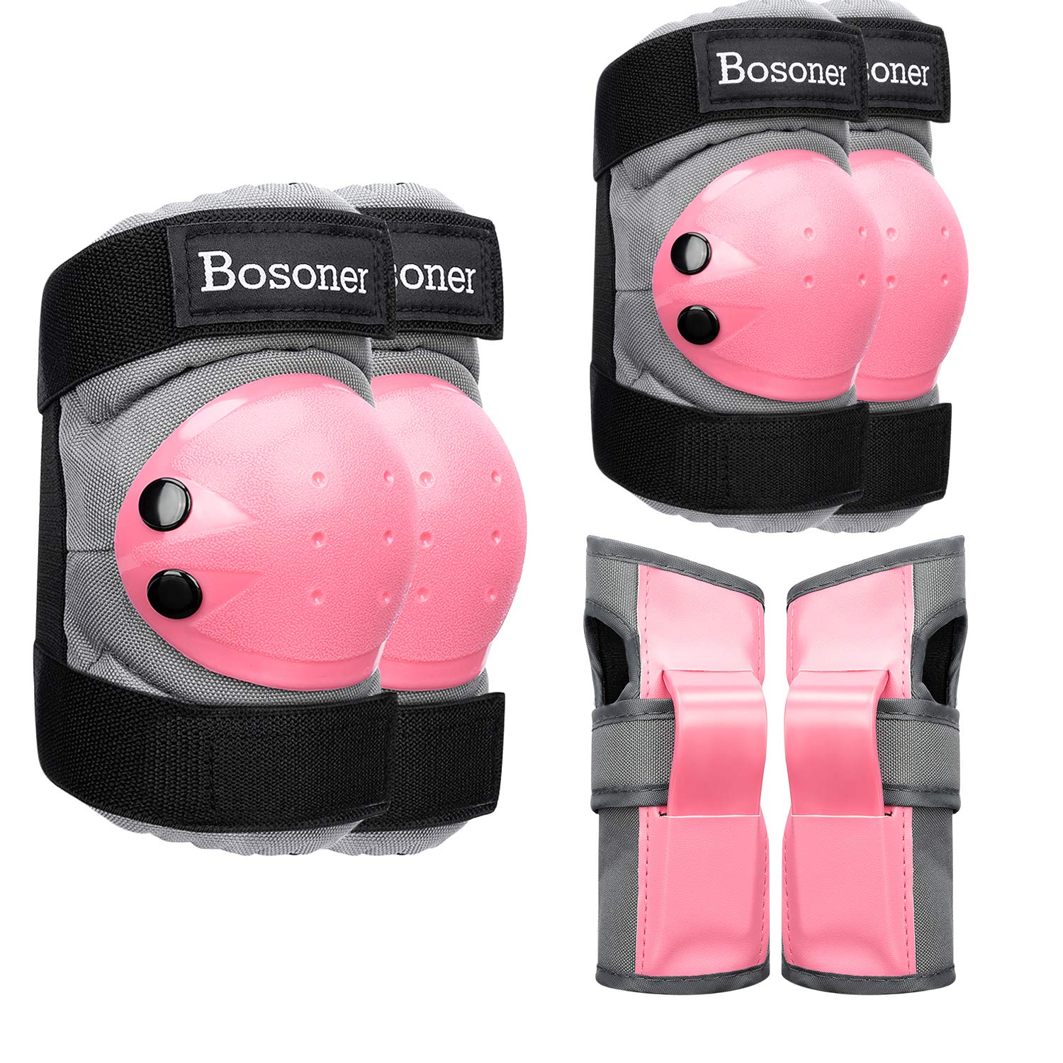 BOSONER Adult/Child Knee Pads Elbow Pads Guards Protective Gear Set for Roller Skates Cycling BMX Bike Skateboard Inline Skatings Scooter Riding Sports