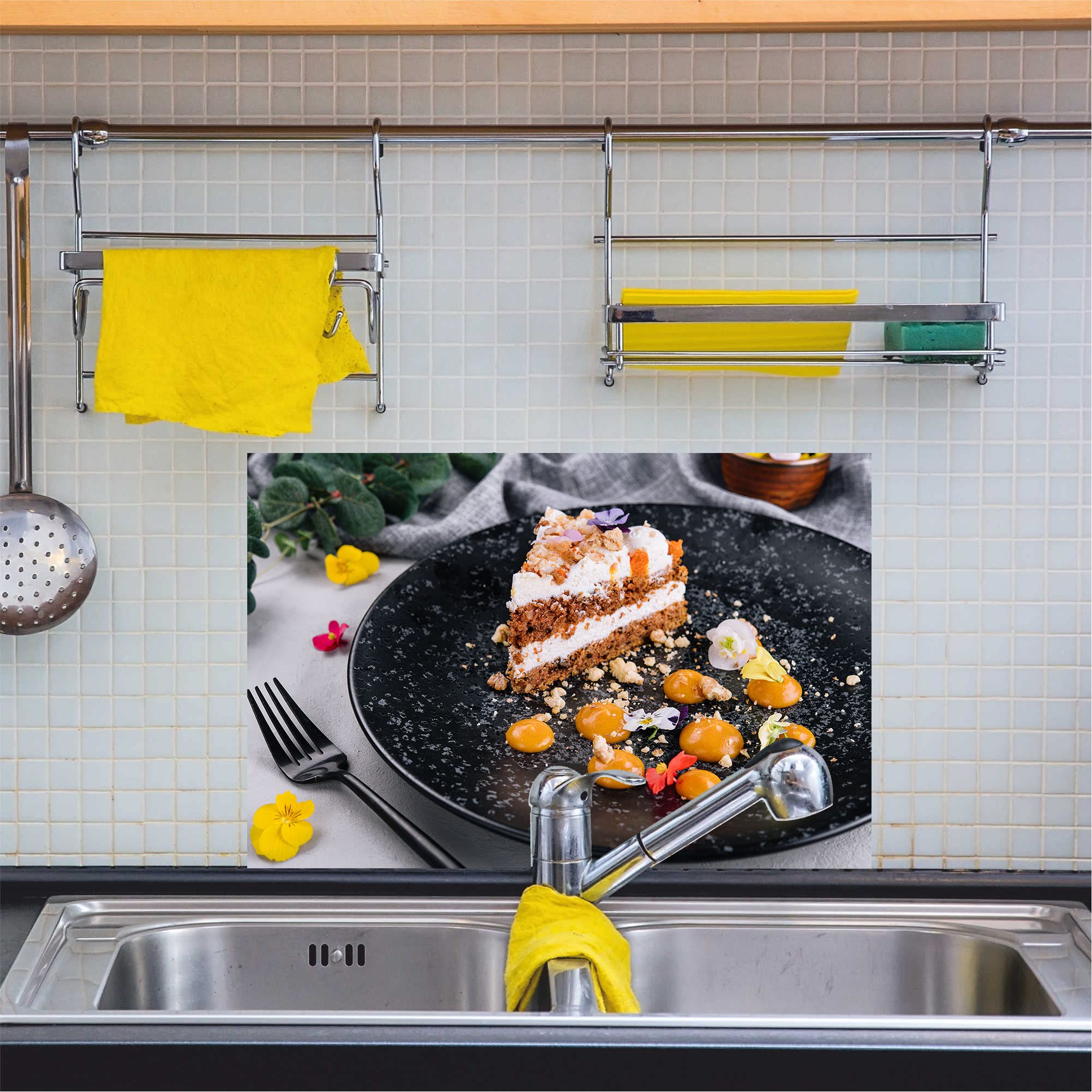 INDIGOS UG Pannello da parete per piastrelle per cucina, 180 x 50 cm, paraspruzzi in alluminio pannello composito resistente al calore, pannello posteriore per cucina, moderno, lavabile, piano cottura
