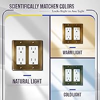 Vista 2 de ENERLITES Placa decorativa doble de metal para interruptor o receptáculo, placa de pared de acero inoxidable, resistente a la corrosión