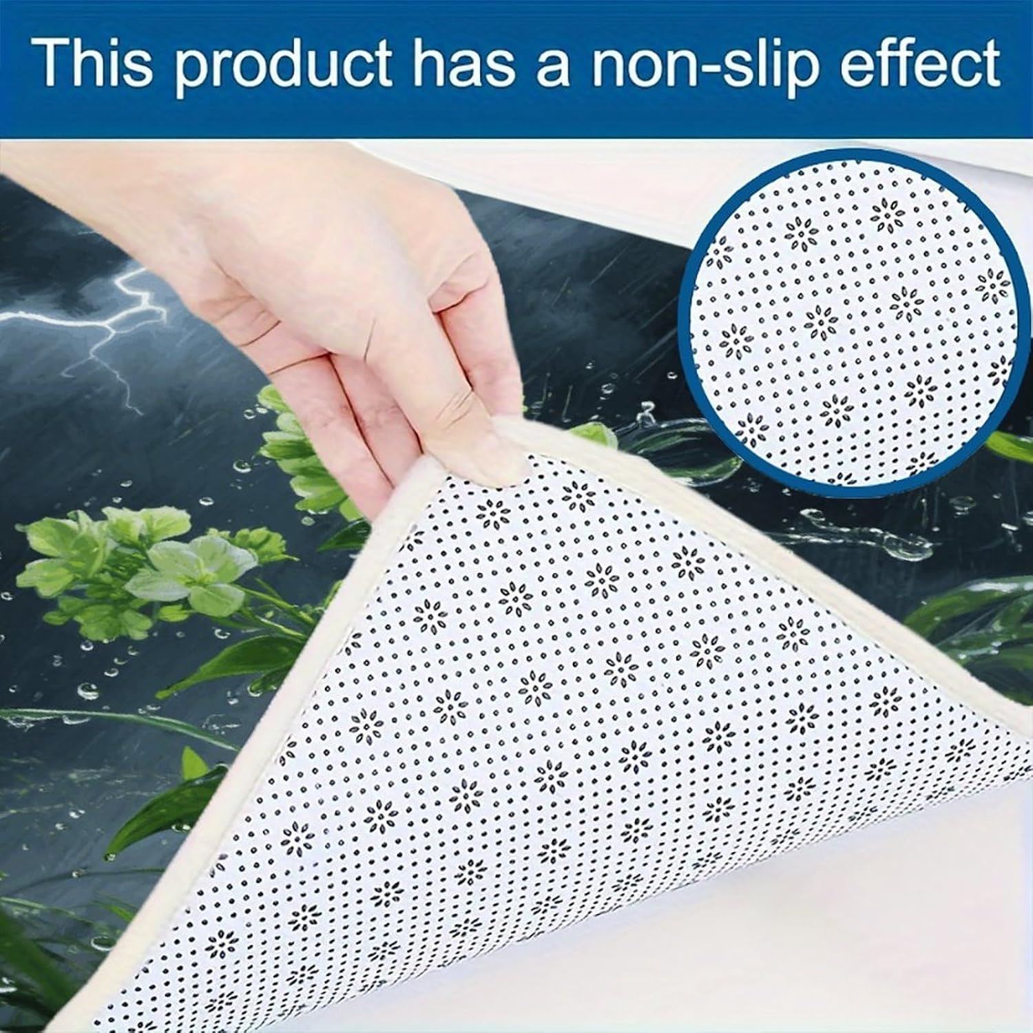 Green Floral Plant Kitchen Mat Set of 2 Ergonomic Comfort Velvet Rugs Cushioned Anti-Fatigue Non-Slip Standing Mats Thick Kitchen Floor Mat Carpet Runner Rugs 16"×24"+17"×47"
