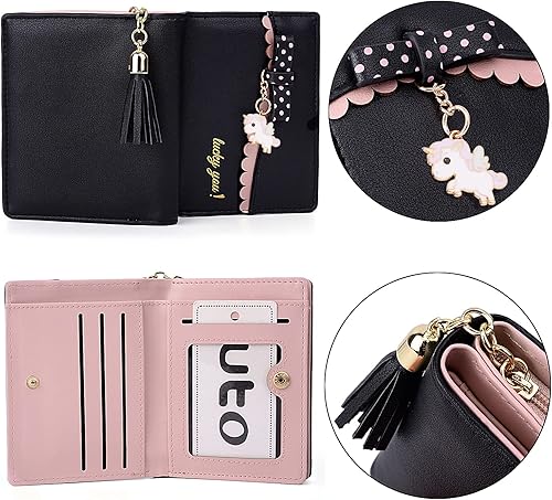 Miniatura 5 de UTO Cartera para niñas de cuero vegano pequeño borla colgante titular de la tarjeta Kawaii monedero 1095