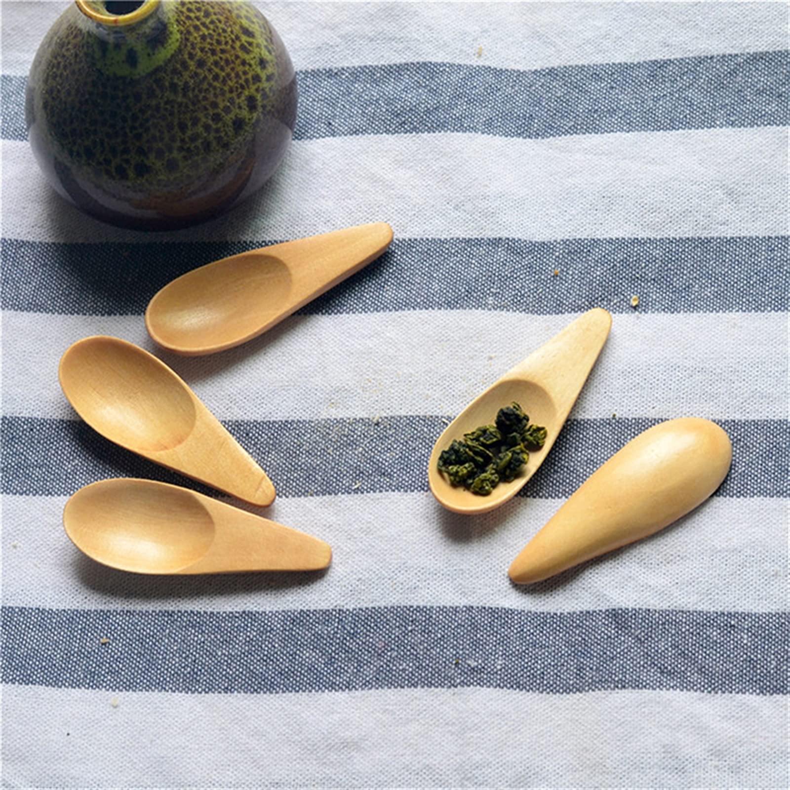 JINGYAN Cucchiaini da tè Wood Mini Tea Spoon Condiment Scoop Flatware Coffee Small Sugar Kitchen Gadgets