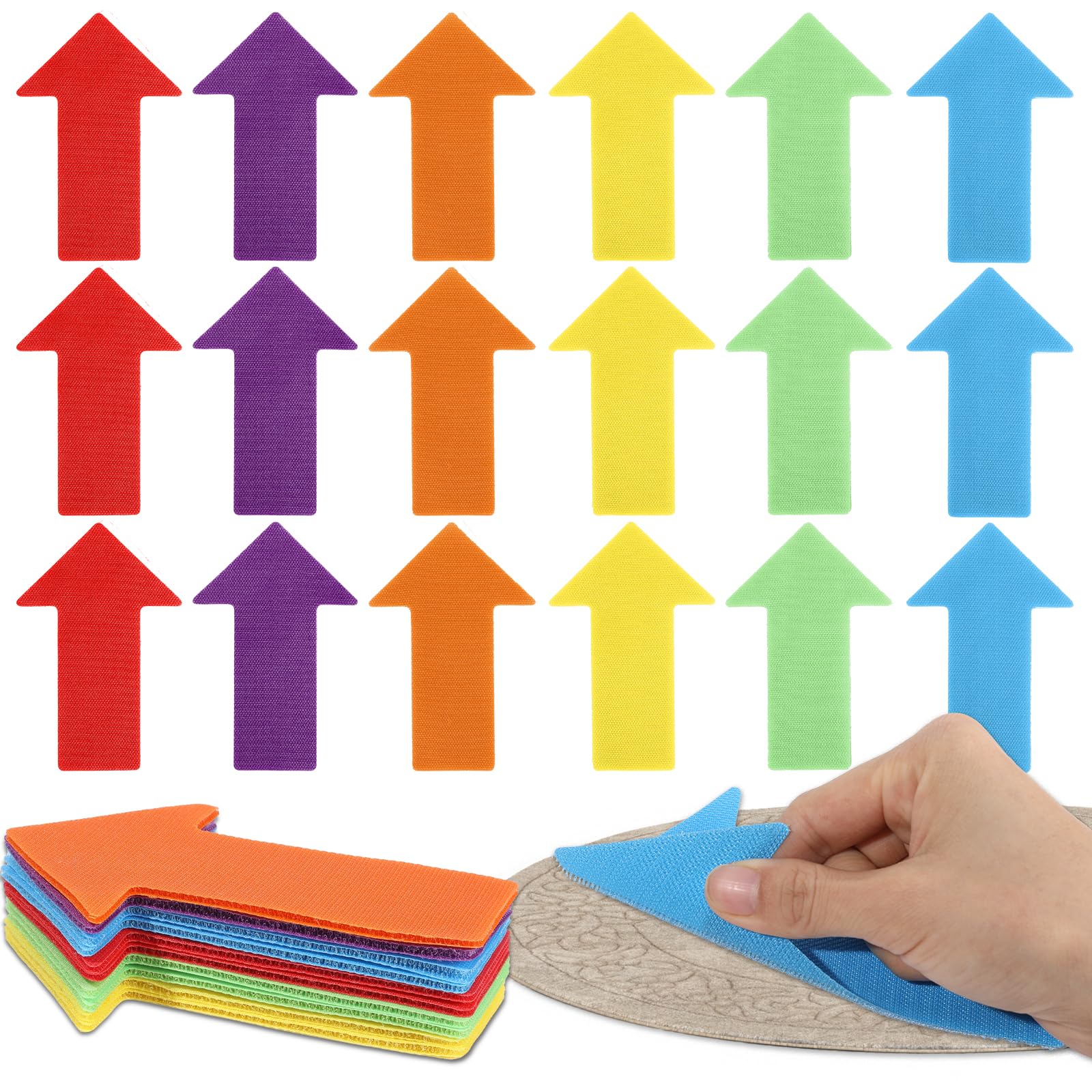 48Pcs Arrow Carpet Spots for Classroom Seat Position Dots Removable Floor Makers for School Rug Decoration Multicolor Sitting Marks for Preschool Elementary Kindergarten Teachers Supplies(Colorful)