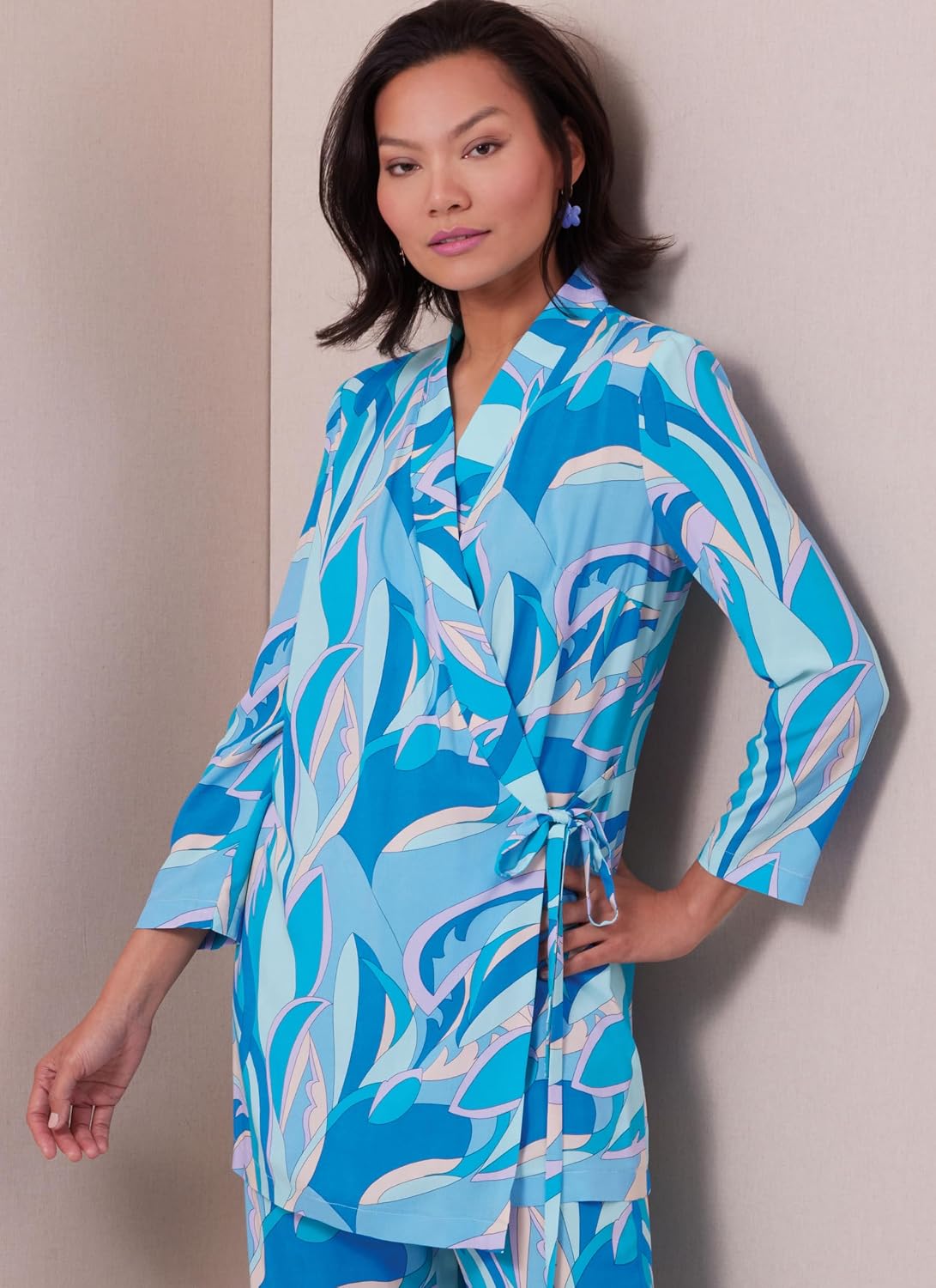 Butterick B6976R5 Easy-to-Make Misses' Wrap Dress and Straight Leg Pants Lounge Set Sewing Pattern Packet by Palmer/Pletsch, Design Code B6976, Sizes 14-16-18-20-22