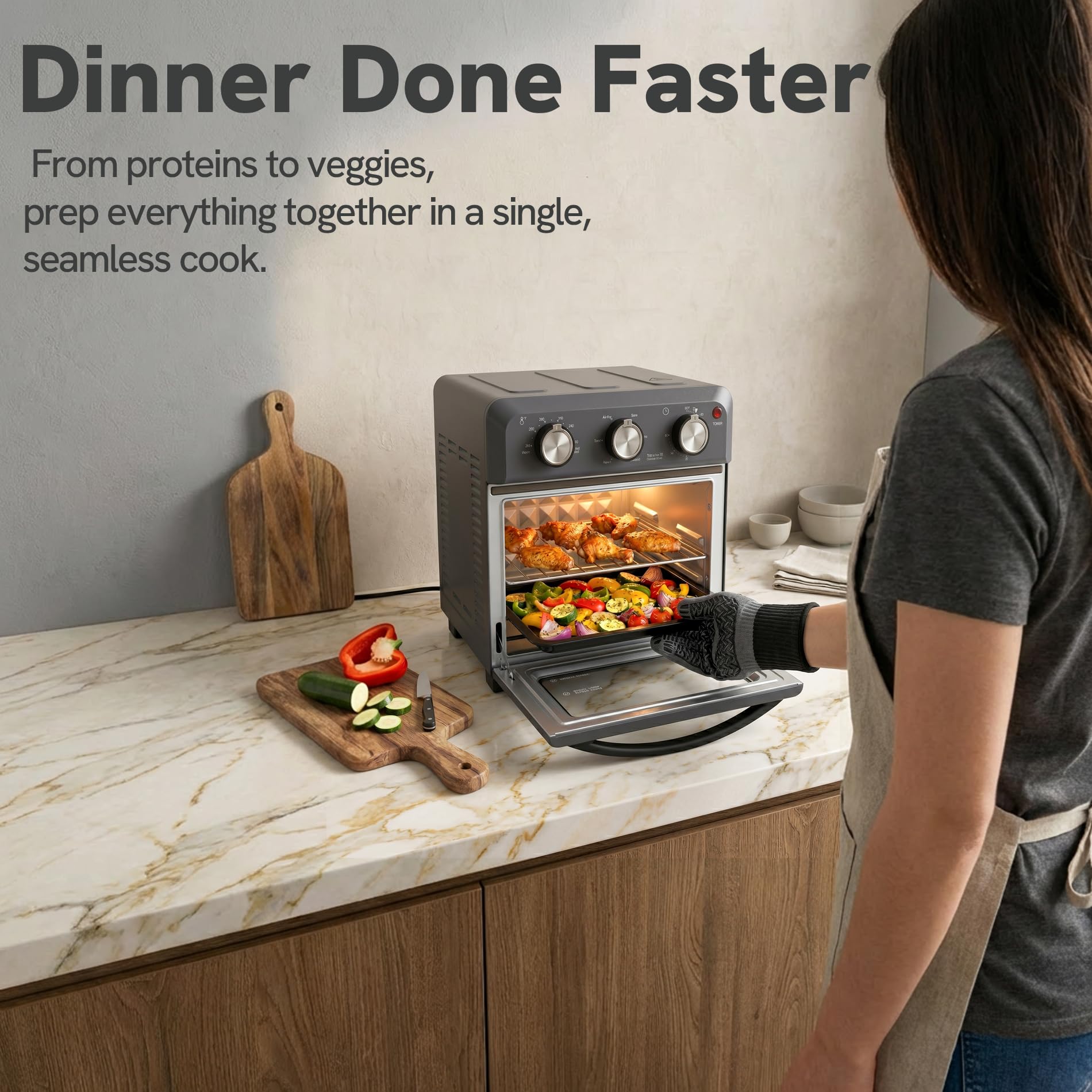 Amazon.com: VAL CUCINA 6-in-1 Retro Air Fryer Toaster Oven Combo