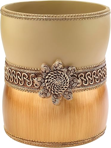 Avanti Linens - Cesta de basura, papelera decorativa, decoración del hogar de estilo elegante (colección de medallones trenzados)