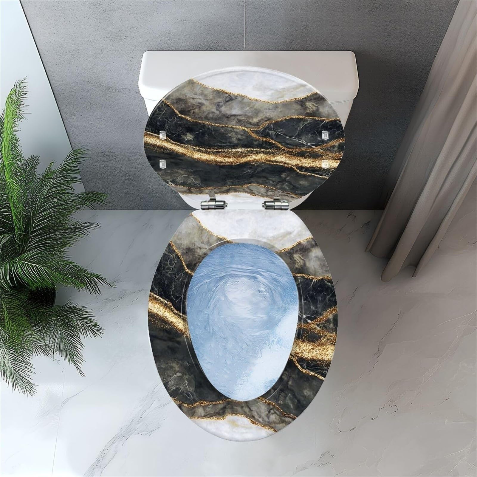 Abattant De WC En Résine,Couvercle De WC Décoratif De Forme Allongée