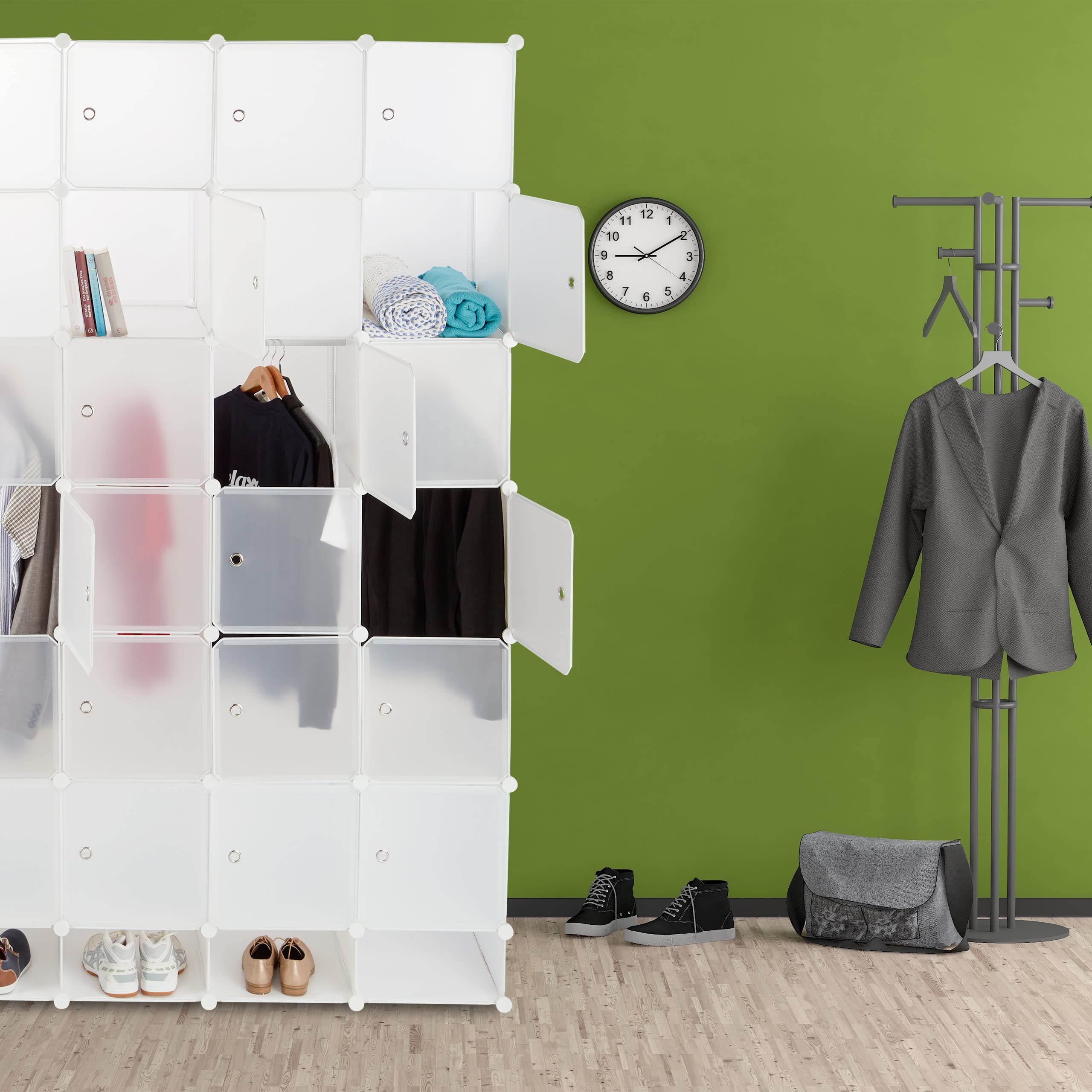 Relaxdays Armadio XXL, 25 Scomparti, 234x180 cm, con Bastone Appendiabiti, Scaffale per Camera da Letto, Nero