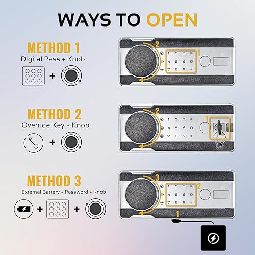 Miniatura 6 de Caja fuerte, Caja fuerte para el hogar con bolsa impermeable ignífuga, teclado, cajas fuertes de seguridad para documentos, joyas, dinero, armas de