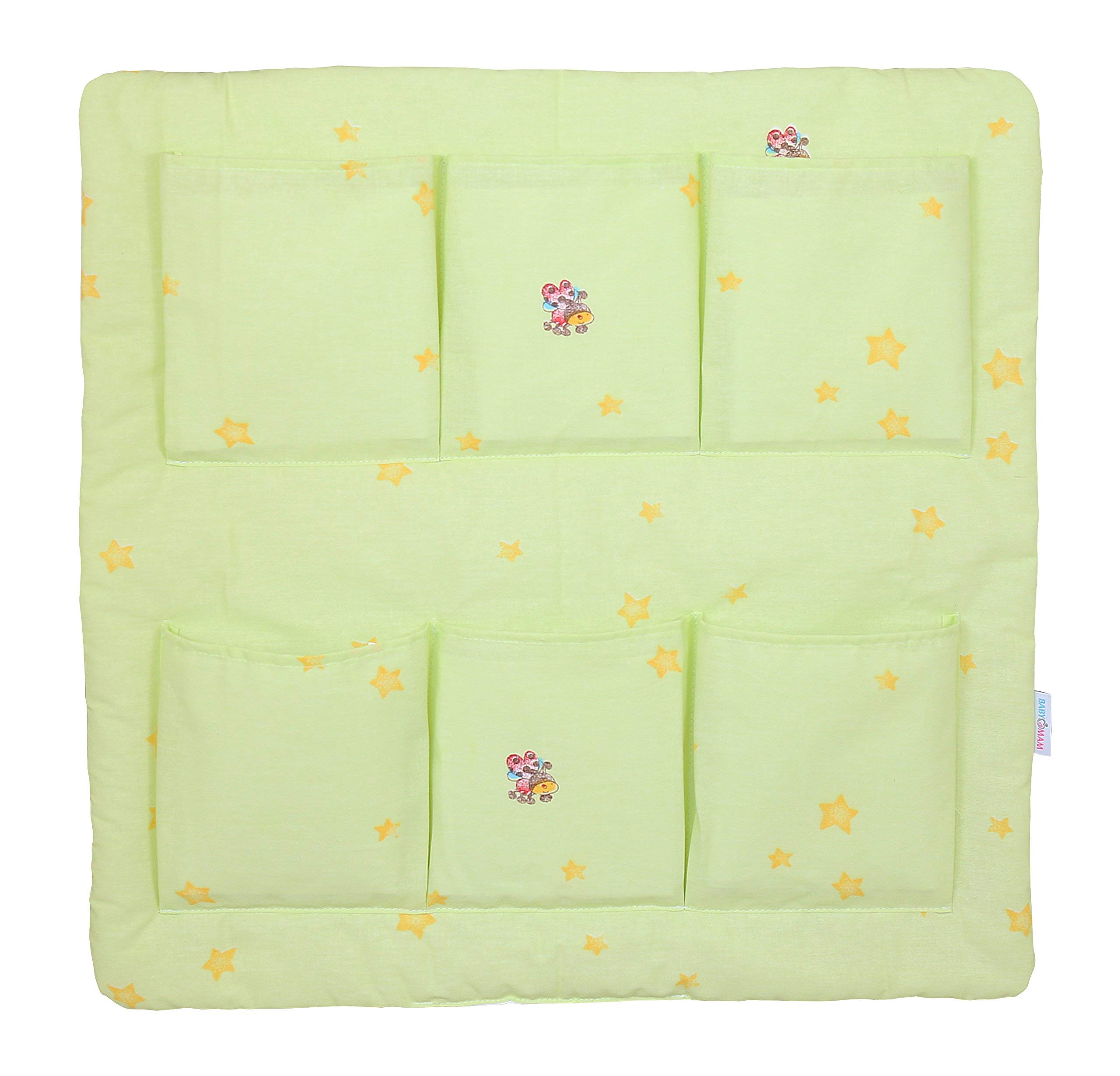 Baby COT Tidy Organiser Hanging Storage CotBed Nursery 6 Pockets BABYMAM (Bees Green) — image 1