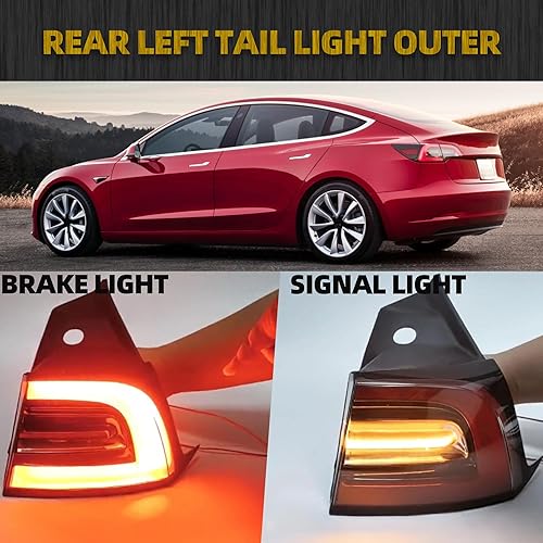 Miniatura 3 de Dasbecan Conjunto de luz trasera trasera izquierda exterior LED compatible con Tesla Model 3 Model Y 2021 2022 2023, reemplaza # 1502086-00-D