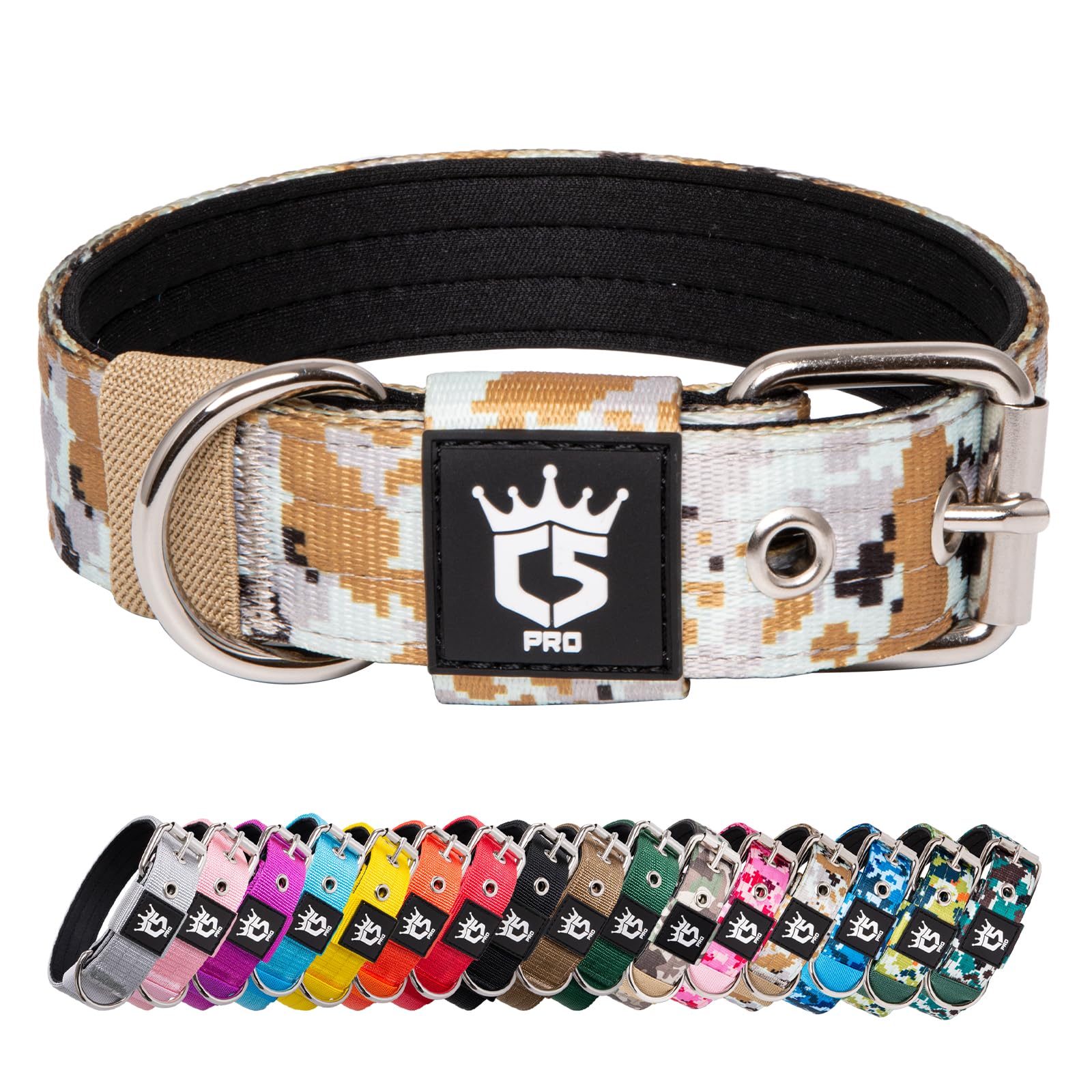 TSPRO Collar Táctico para Perros Ajustable, Collares con Broche de Metal Robusto, de 3,8 cm de Ancho, Duradero y Cómodo para Perros Medianos y Grandes (Camo Rosado M) — view 29