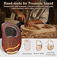 Vista 3 de Arpa de Lira, Kit de Arpa Lyra de 16 Cuerdas de Caoba, Instrumentos Musicales de Cuerda con Llave de Afinación, Bolsa de Instrucciones, Cuerdas