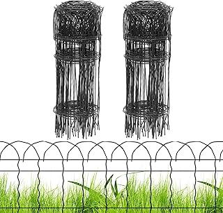 2 Rolls Black Garden Fence Border, 14 in x 40 ft Metal Folding Fence Wire Roll Garden Border Edging, Garden Fence Roll Flower Bed Fencing for Outdoor Yard