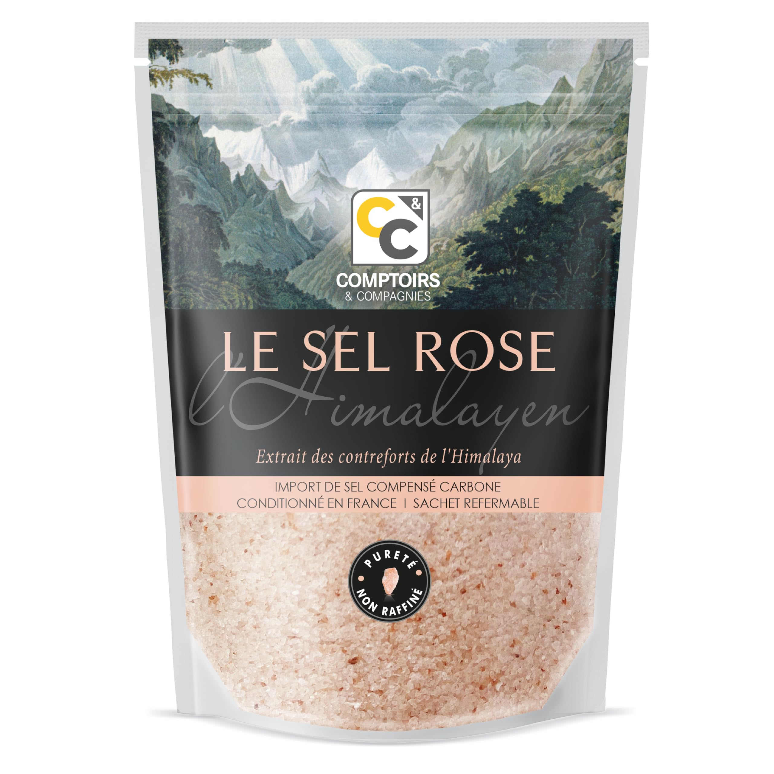 COMPTOIRS ET COMPAGNIES - Sel Rose de l'Himalaya Fin - Non Iodé et Non Raffiné - 500g