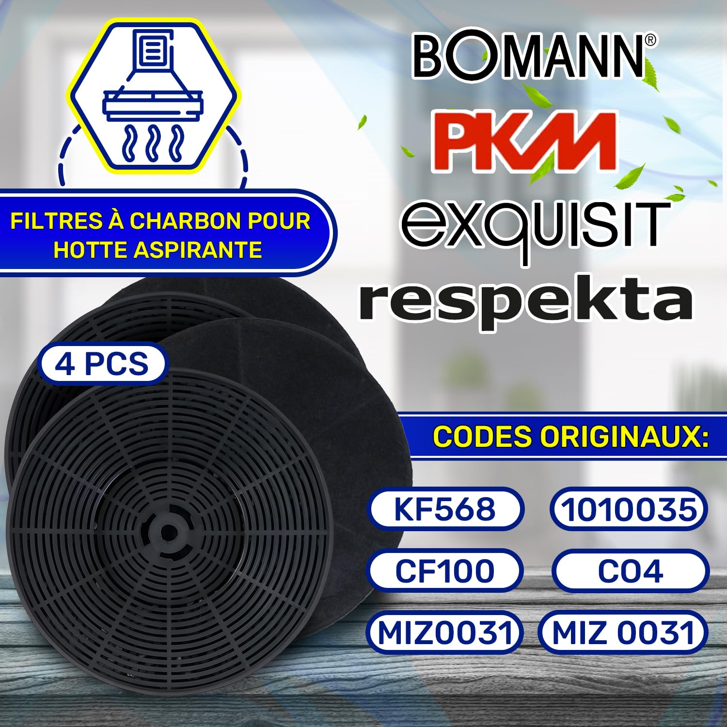 4 Pièces Filtre Charbon Hotte Aspirante Ø 175 mm 23 mm avec le Code Original MIZ0031 pour Respekta KF568 pour Bomann CF100 pour Exquisit CO4 pour PKM - MONTERAL