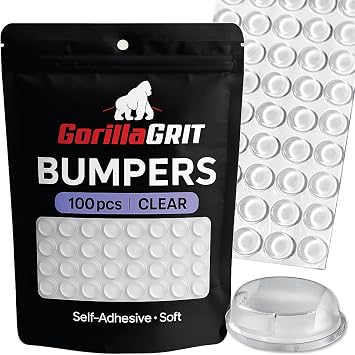 Self Adhesive Bumpers - 1/2 Diameter - 100 pcs - Standard Clear Round Bumper for Cabinets, Drawers, Cutting Boards, Picture Frames and Furniture - Sound dampening Protects Against Damage