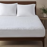 Sleep Philosophy Twin Cotton Mattress Pad - Breathable Cloud Quilted Topper, All-Natural Fill, Fits Up to 18" Mattresses, OEKO-TEX Certified, Machine Washable White